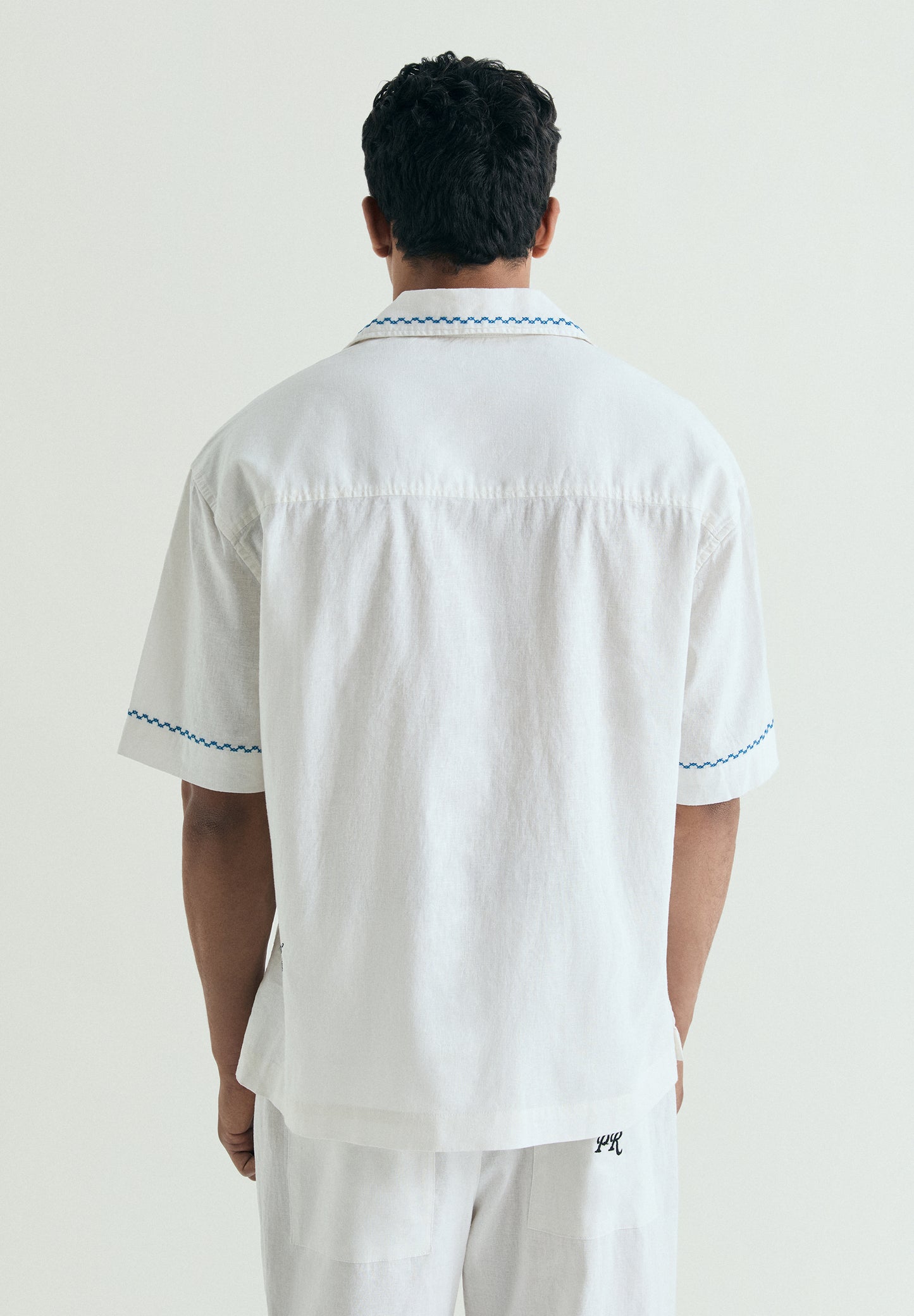 CAMISA ALGODÓN Y LINO BORDADA