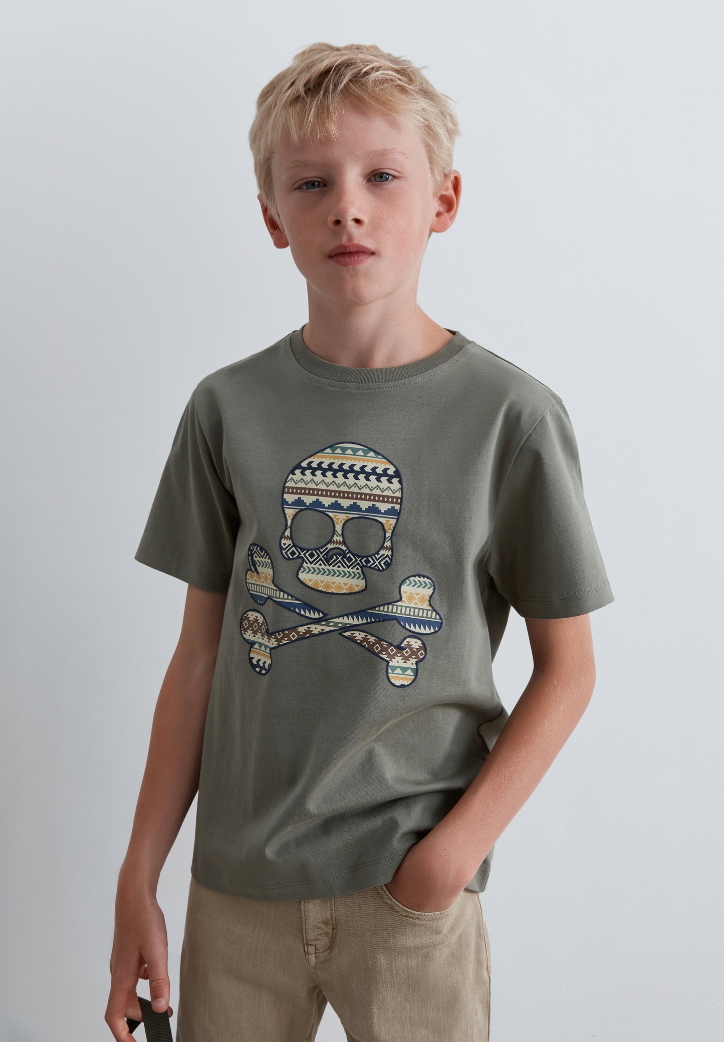 CAMISETA SKULL ESTAMPADO ÉTNICO