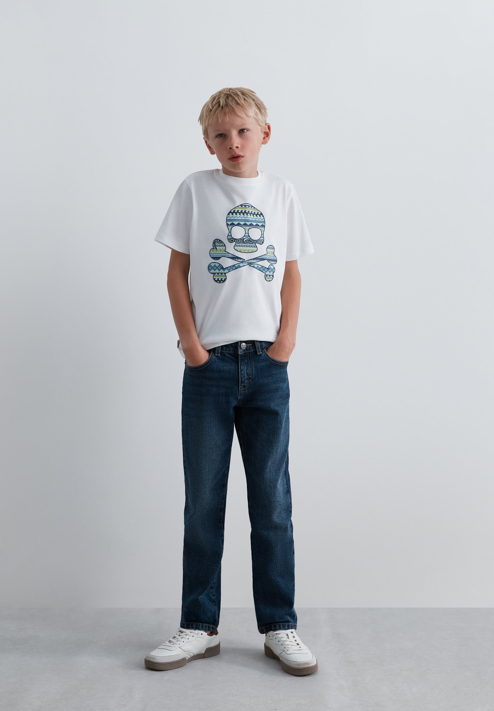 CAMISETA SKULL ESTAMPADO ÉTNICO