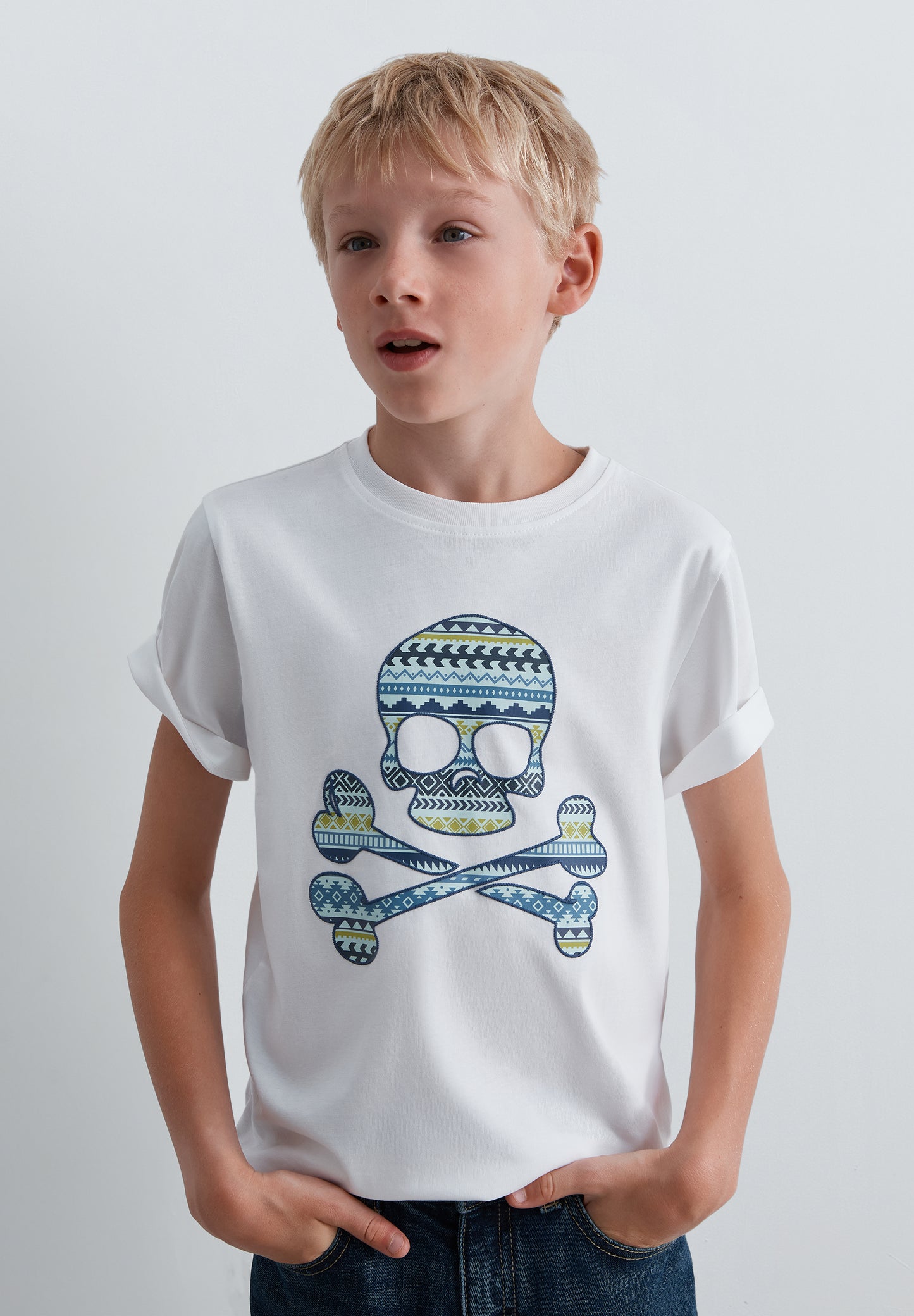 CAMISETA SKULL ESTAMPADO ÉTNICO