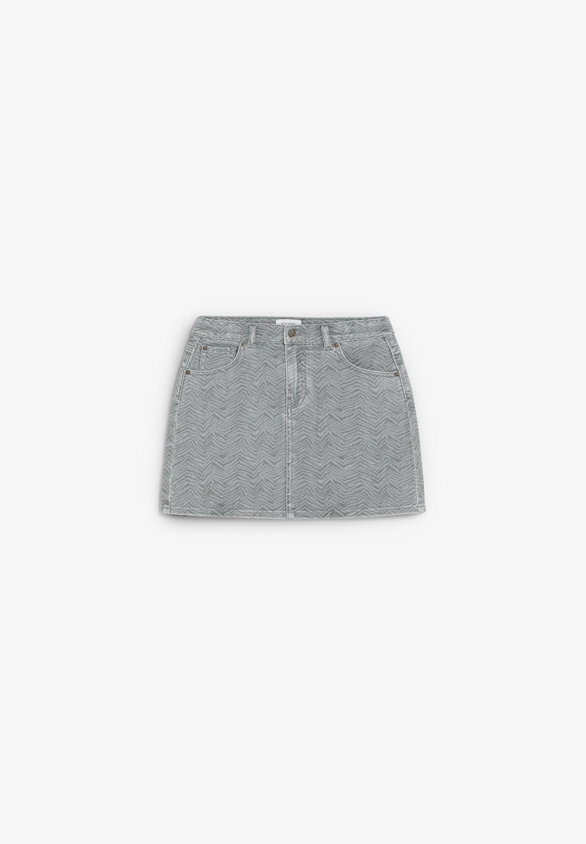 FALDA CORTA DENIM ESTAMPADA