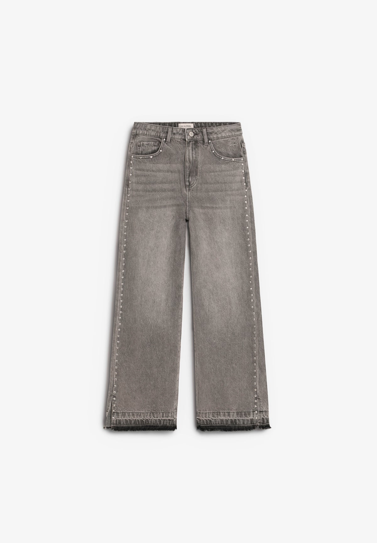 JEANS TACHUELAS BAJO DESFLECADO