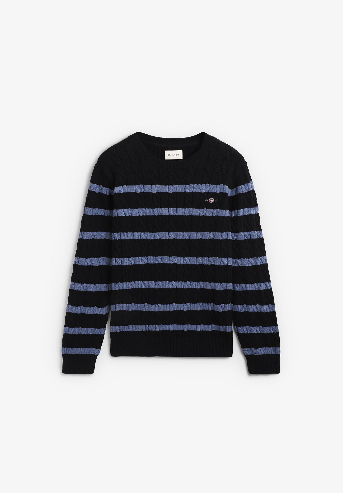 GANT | JERSEY STRIPED COTTON CABLE C-NECK