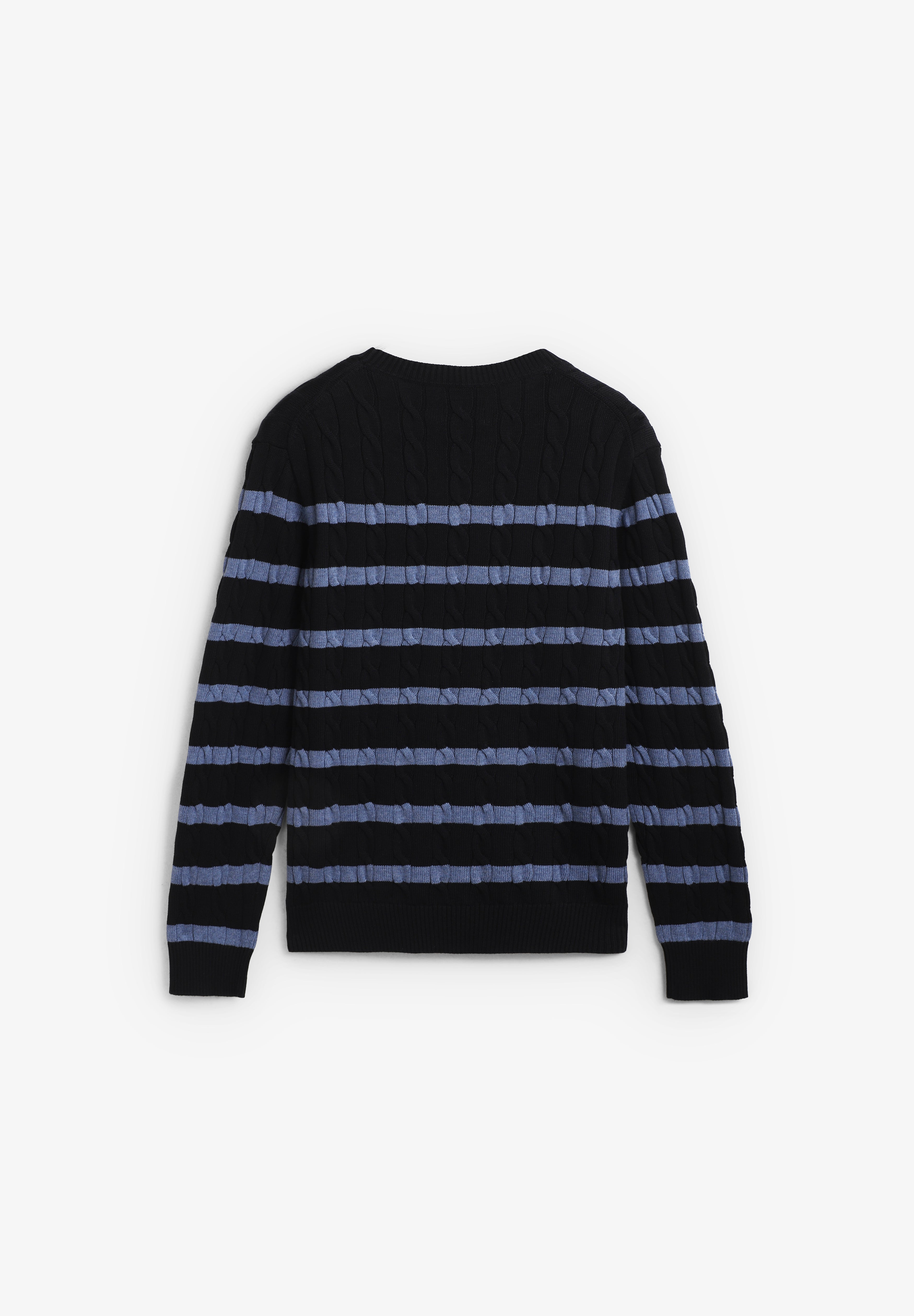 GANT | JERSEY STRIPED COTTON CABLE C-NECK