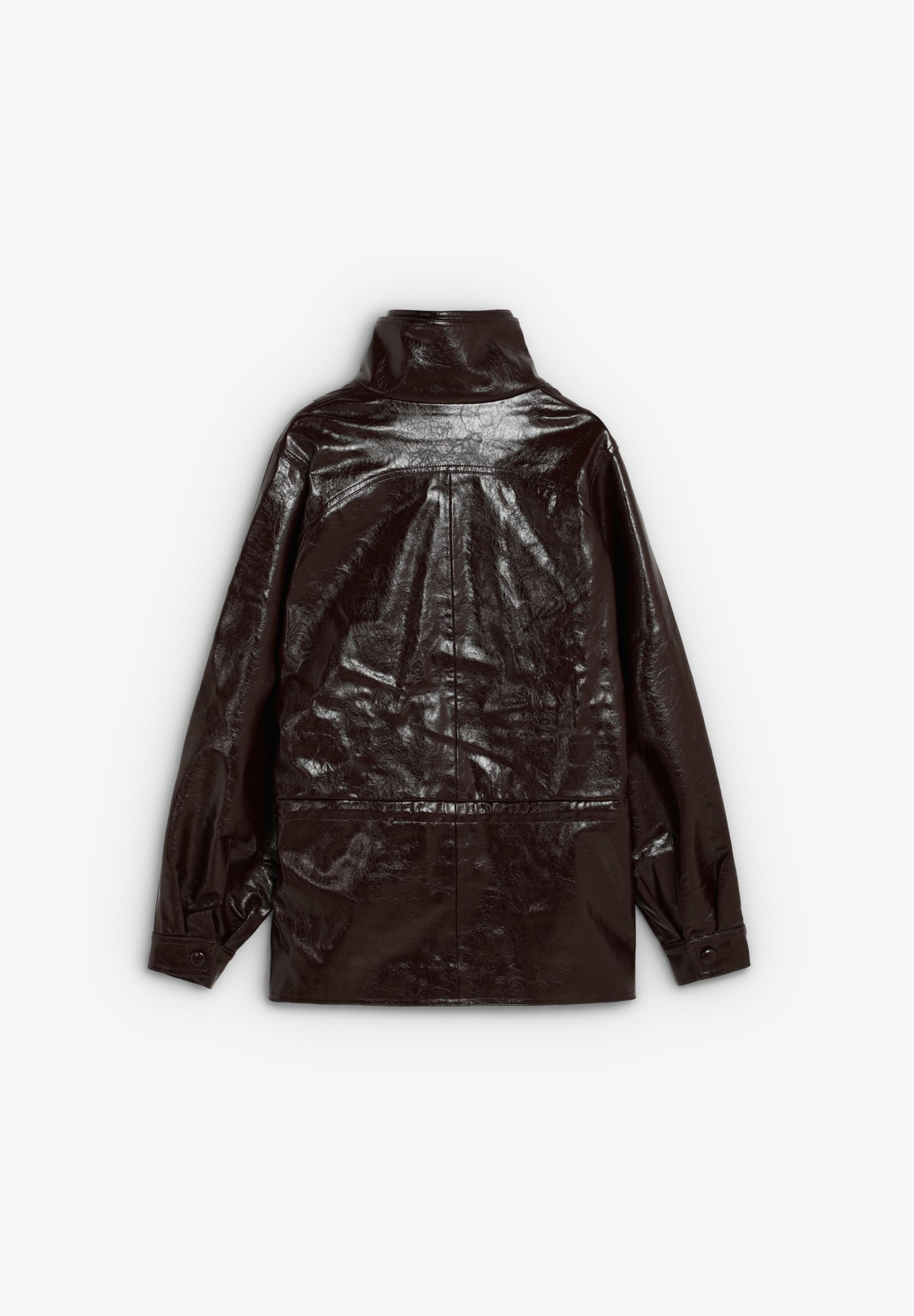 CHAQUETA CUELLO ALTO EFECTO CHAROL