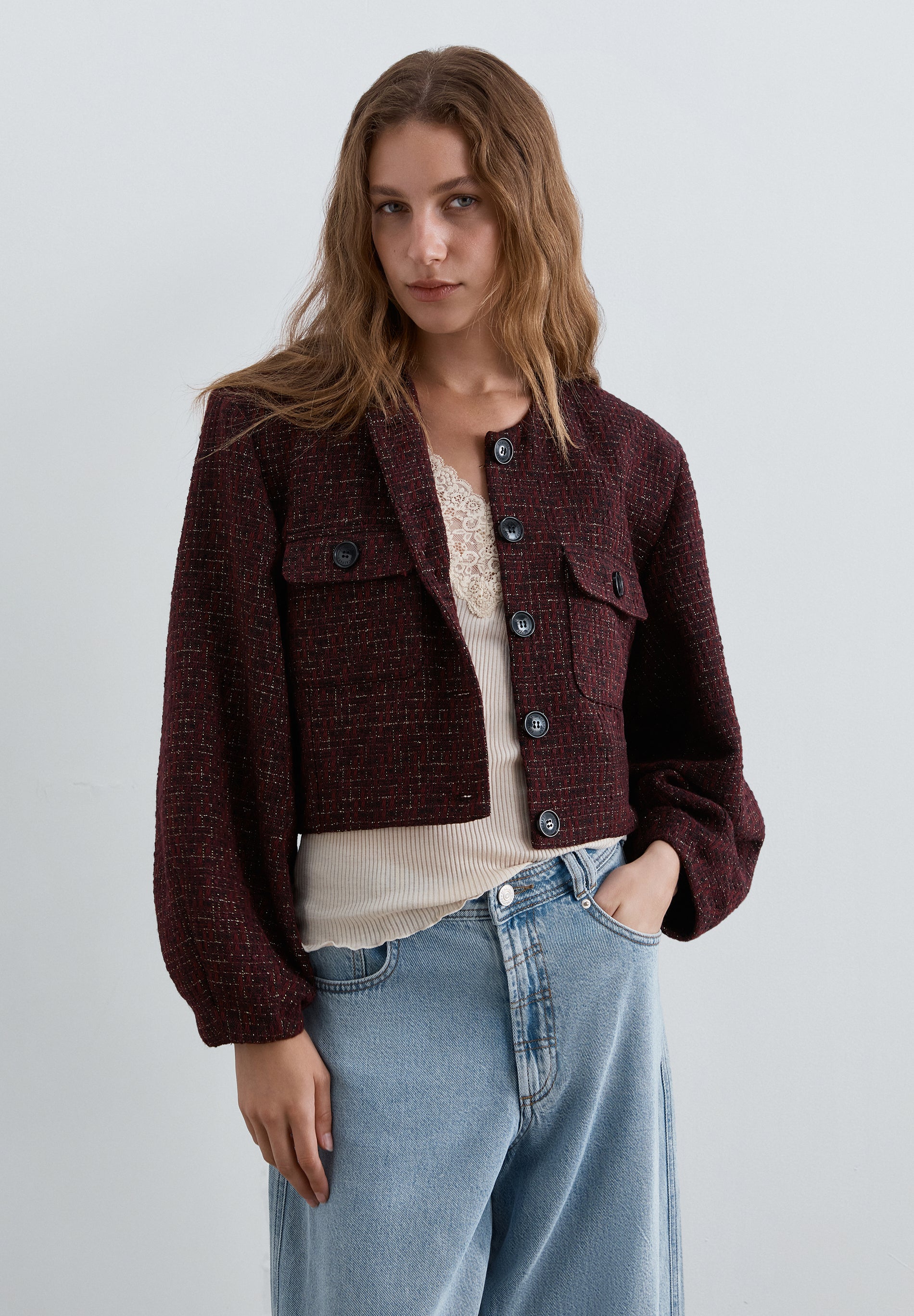 CHAQUETA TWEED HILO METALIZADO