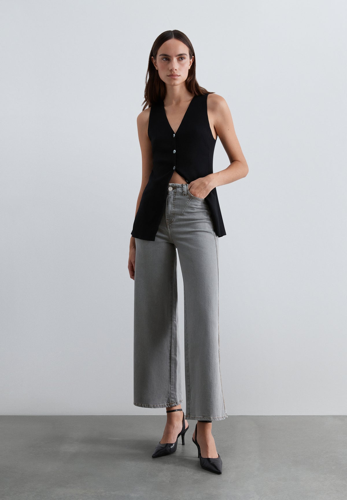 JEANS WIDE LEG TIRO ALTO