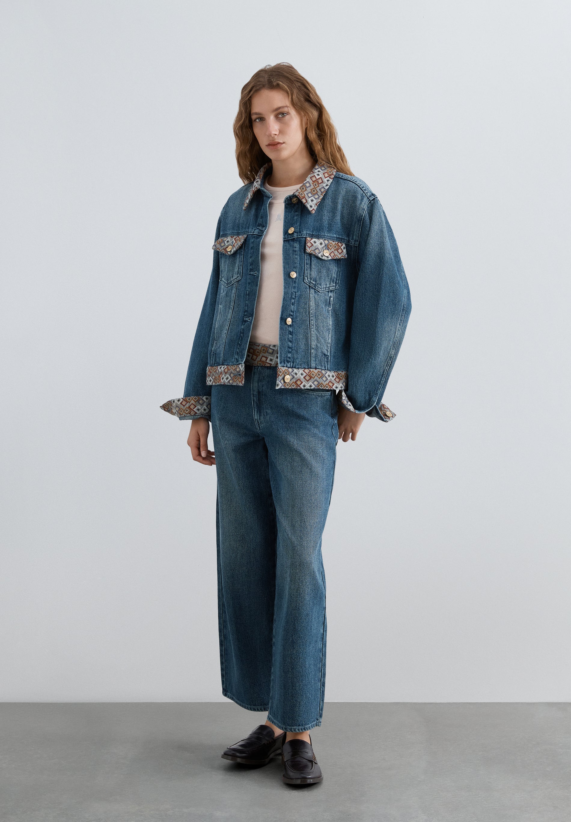 JEANS CULOTTE ESTAMPADO ÉTNICO