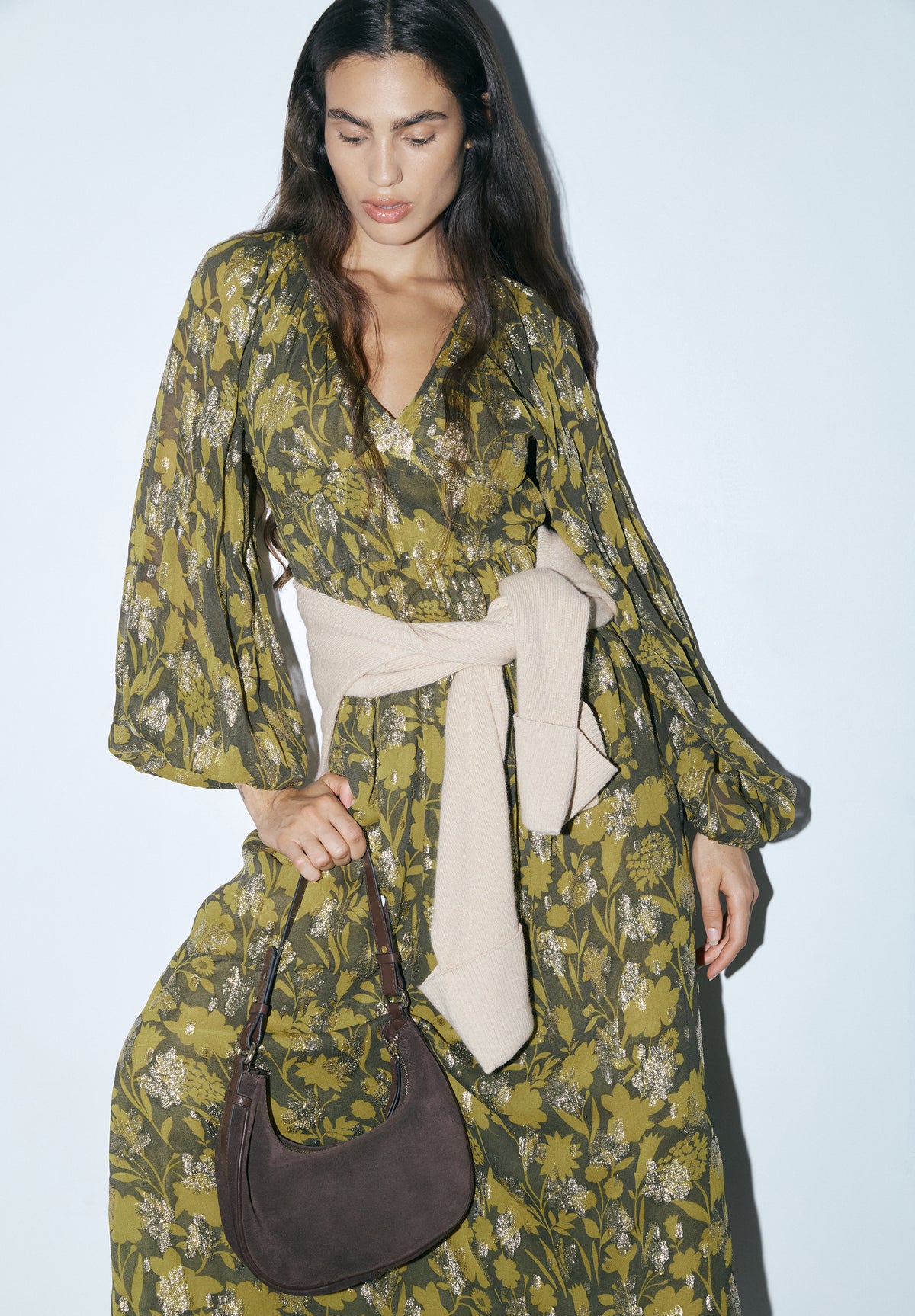 VESTIDO LÚREX ESTAMPADO FLORAL