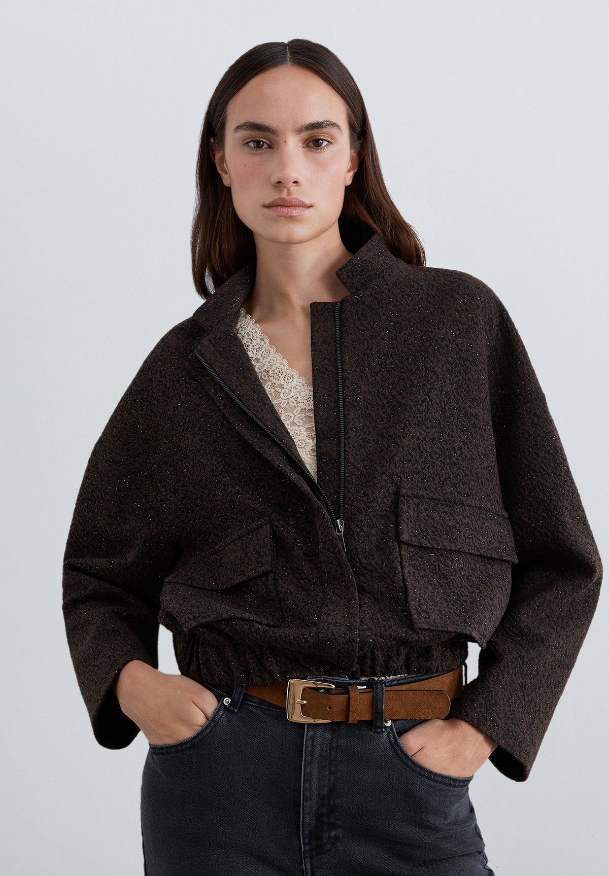CHAQUETA BOMBER LÚREX