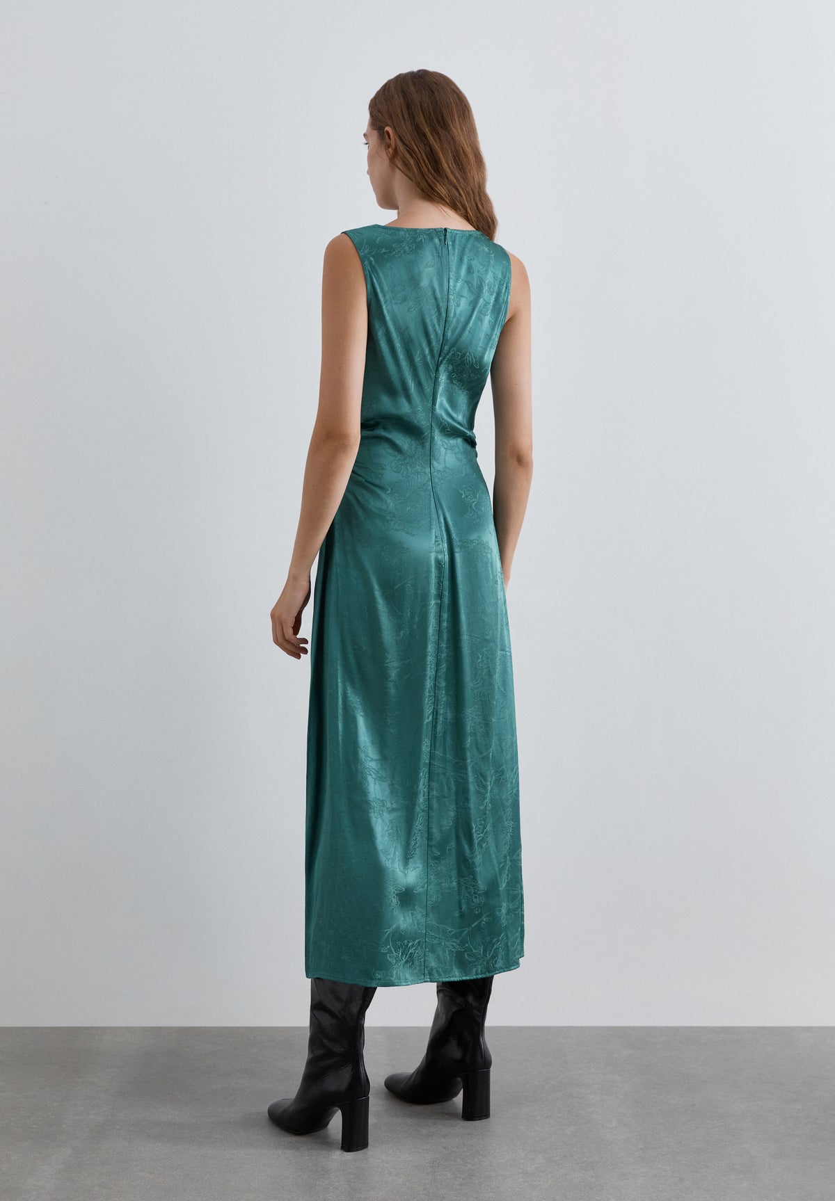 VESTIDO JACQUARD CON ENCAJE