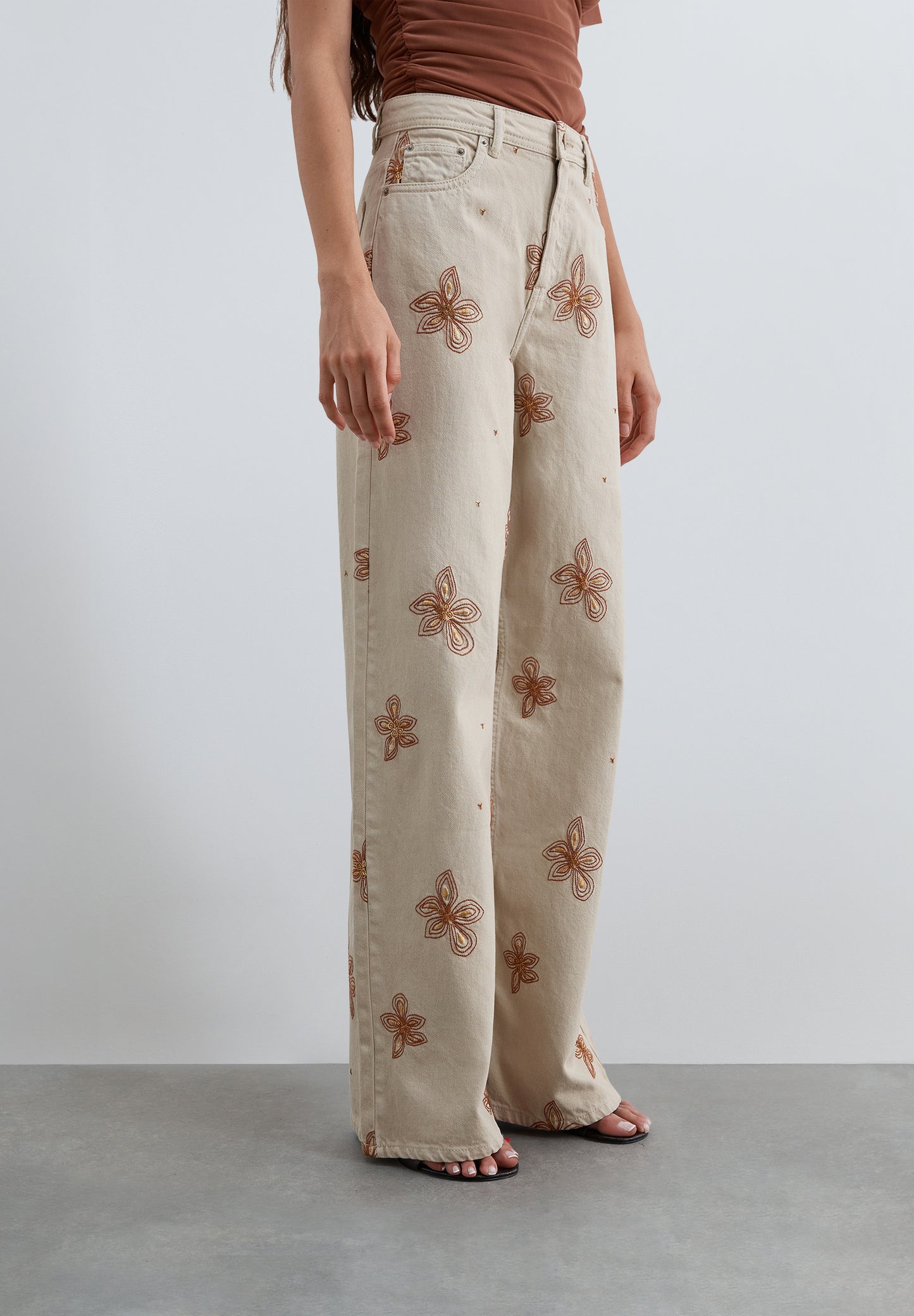 SCNEWEMB FLOWER DENIM PANT