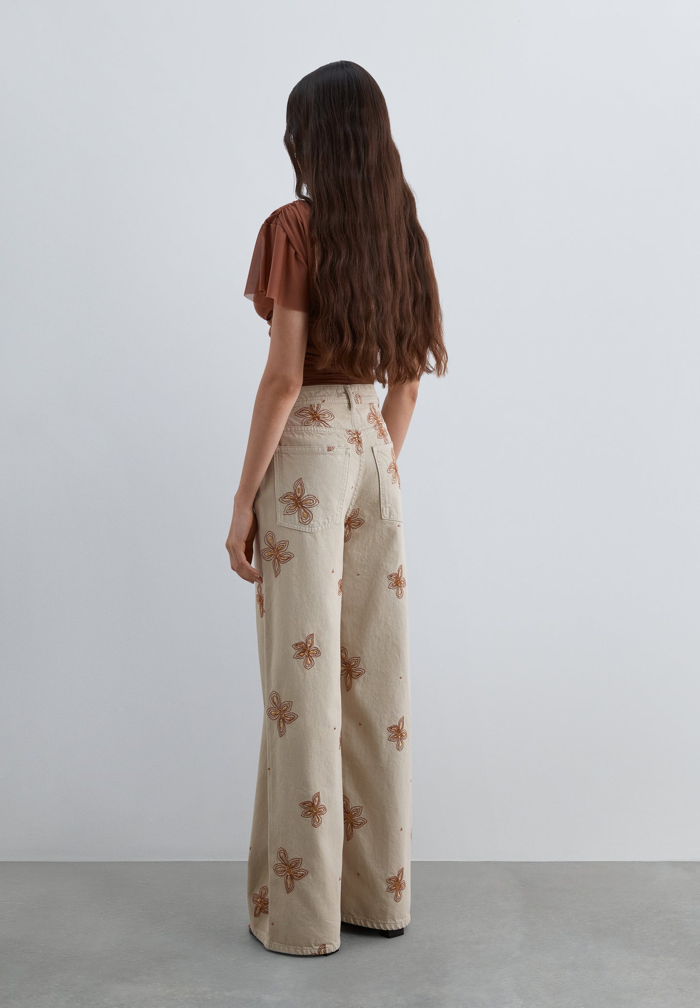 SCNEWEMB FLOWER DENIM PANT