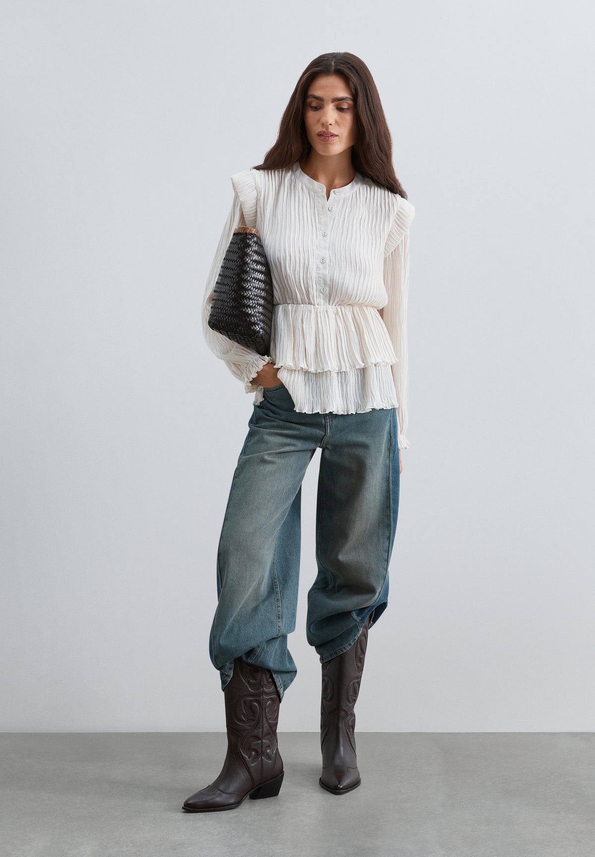 BLUSA PLISADA VOLANTES