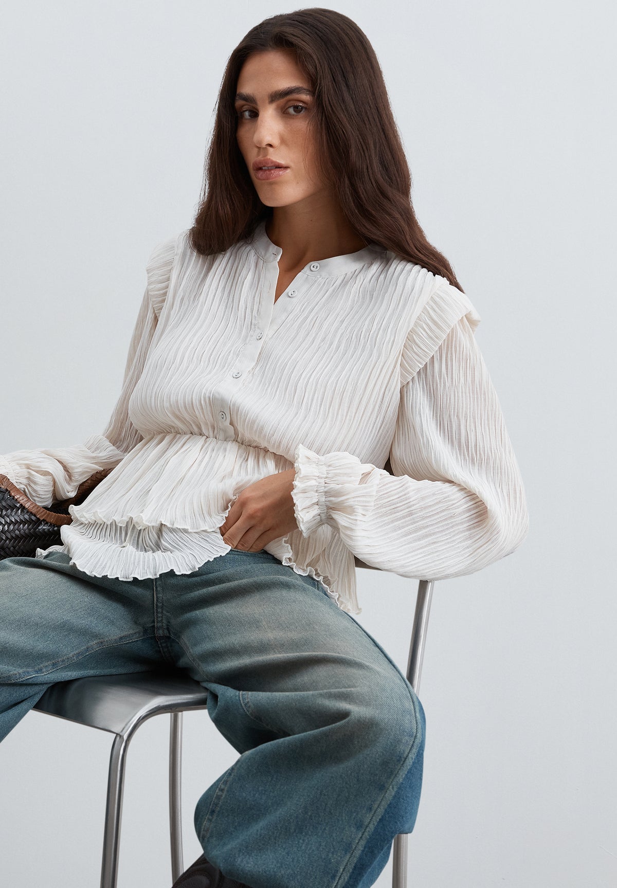 BLUSA PLISADA VOLANTES