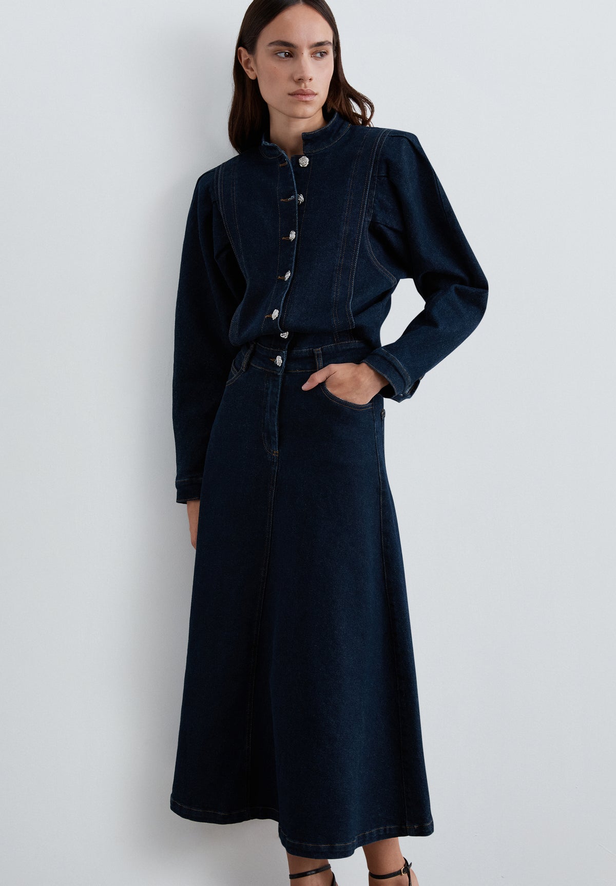 VESTIDO DENIM MANGAS VOLUMEN