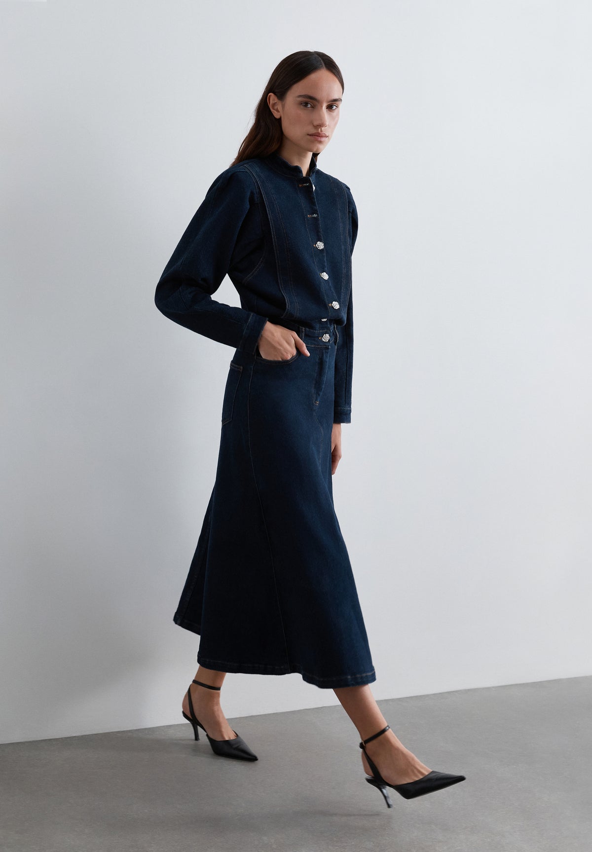 VESTIDO DENIM MANGAS VOLUMEN