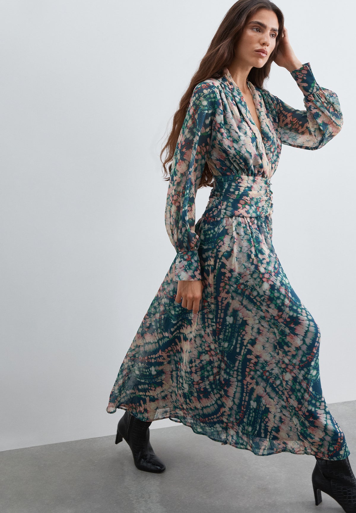 VESTIDO ESTAMPADO CINTURA DRAPEADA