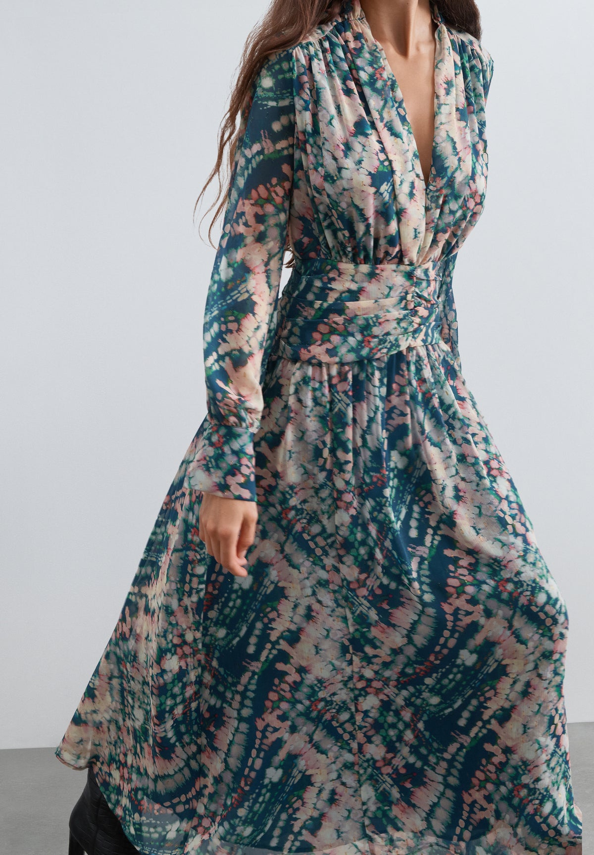 VESTIDO ESTAMPADO CINTURA DRAPEADA