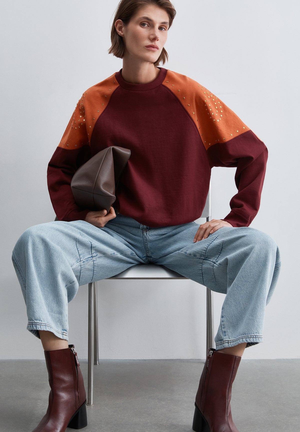 SUDADERA BICOLOR STUDS
