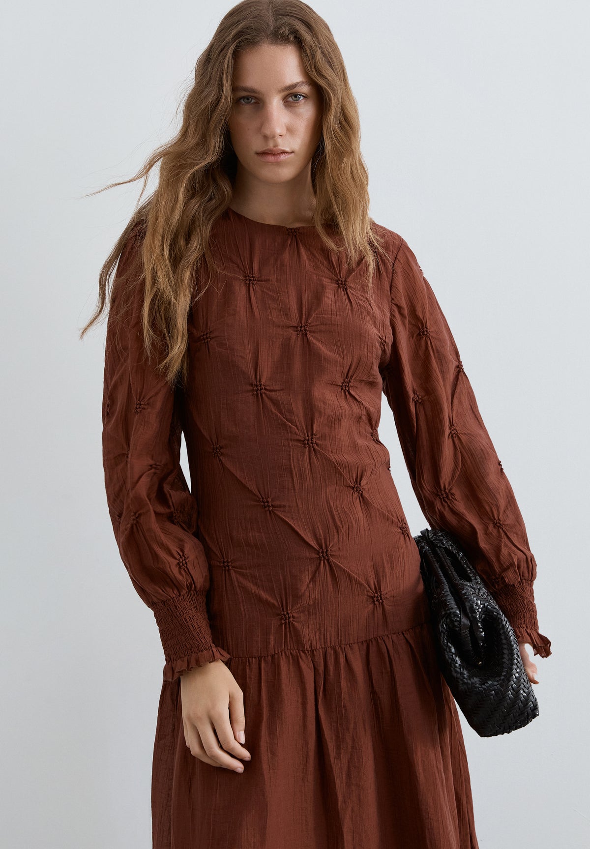 VESTIDO MANGA LARGA FRUNCES
