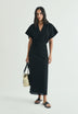 VESTIDO MIDI DRAPEADO LINO