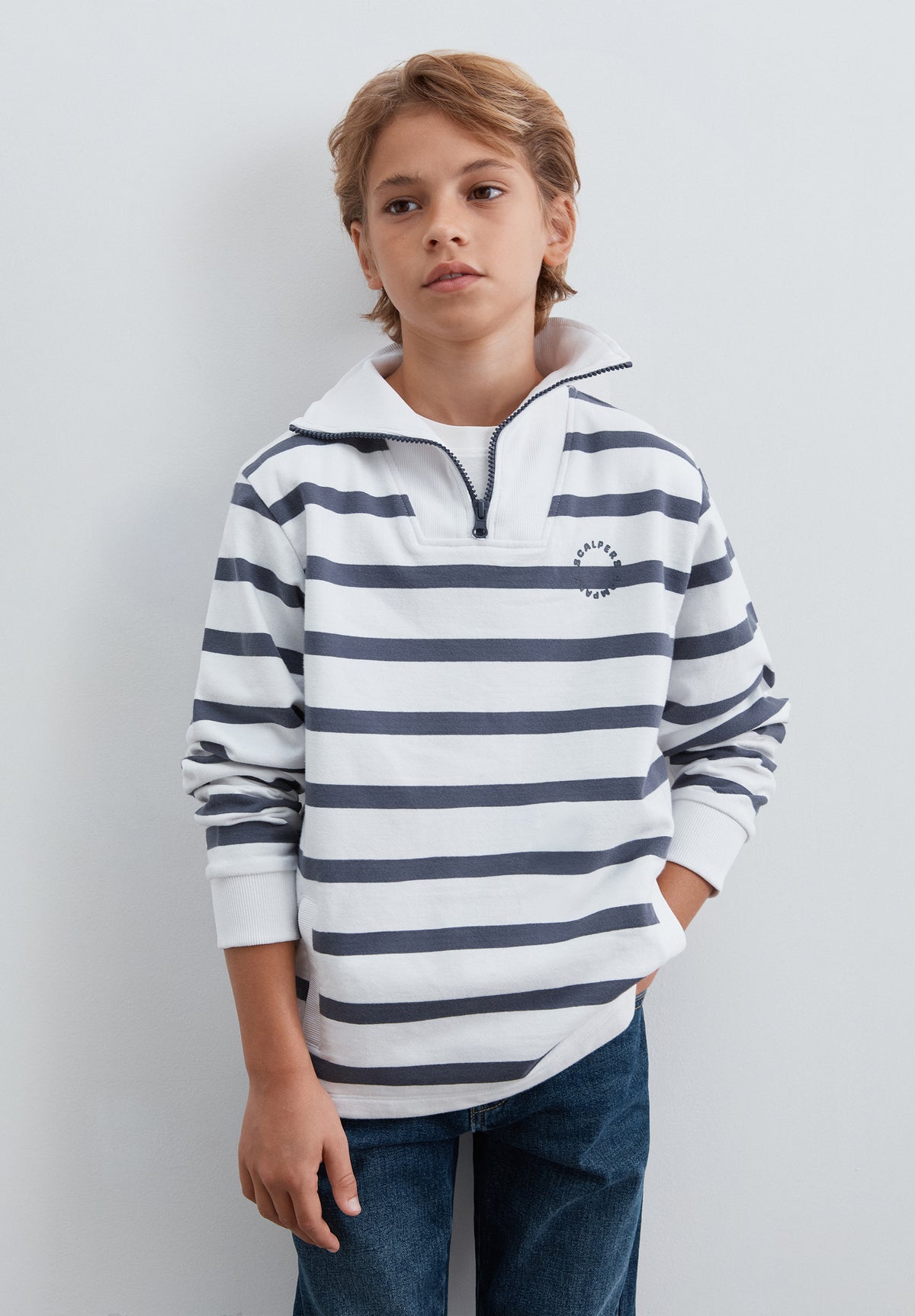 SUDADERA RAYAS CUELLO POLO