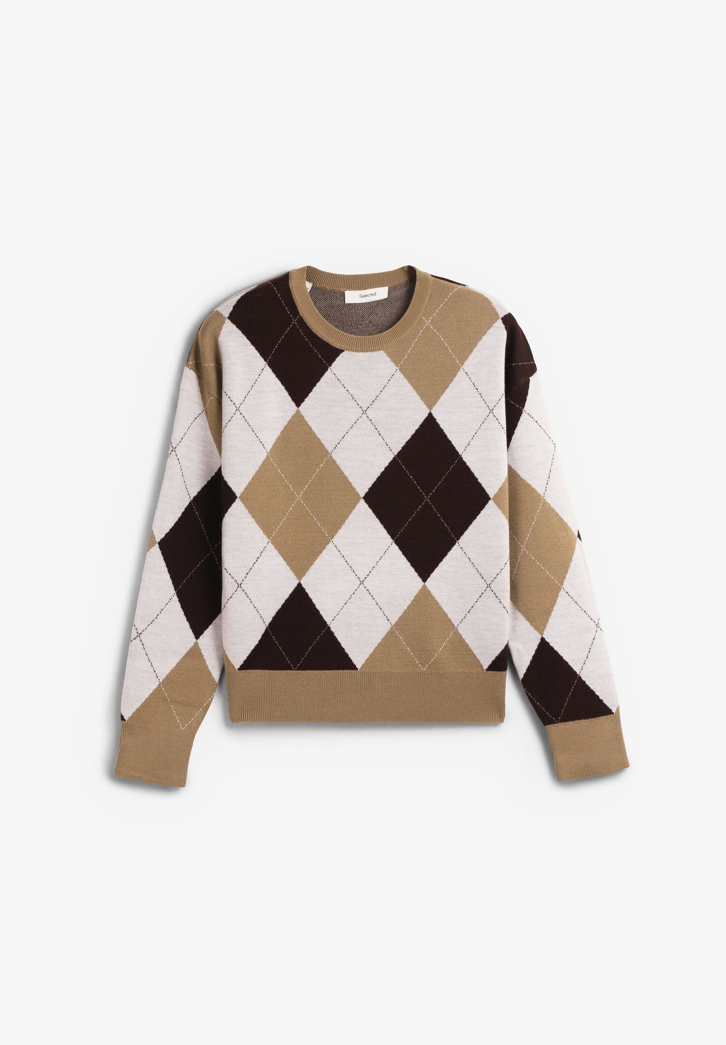 SELECTED | THEA KNIT ARGYLE O-NECK