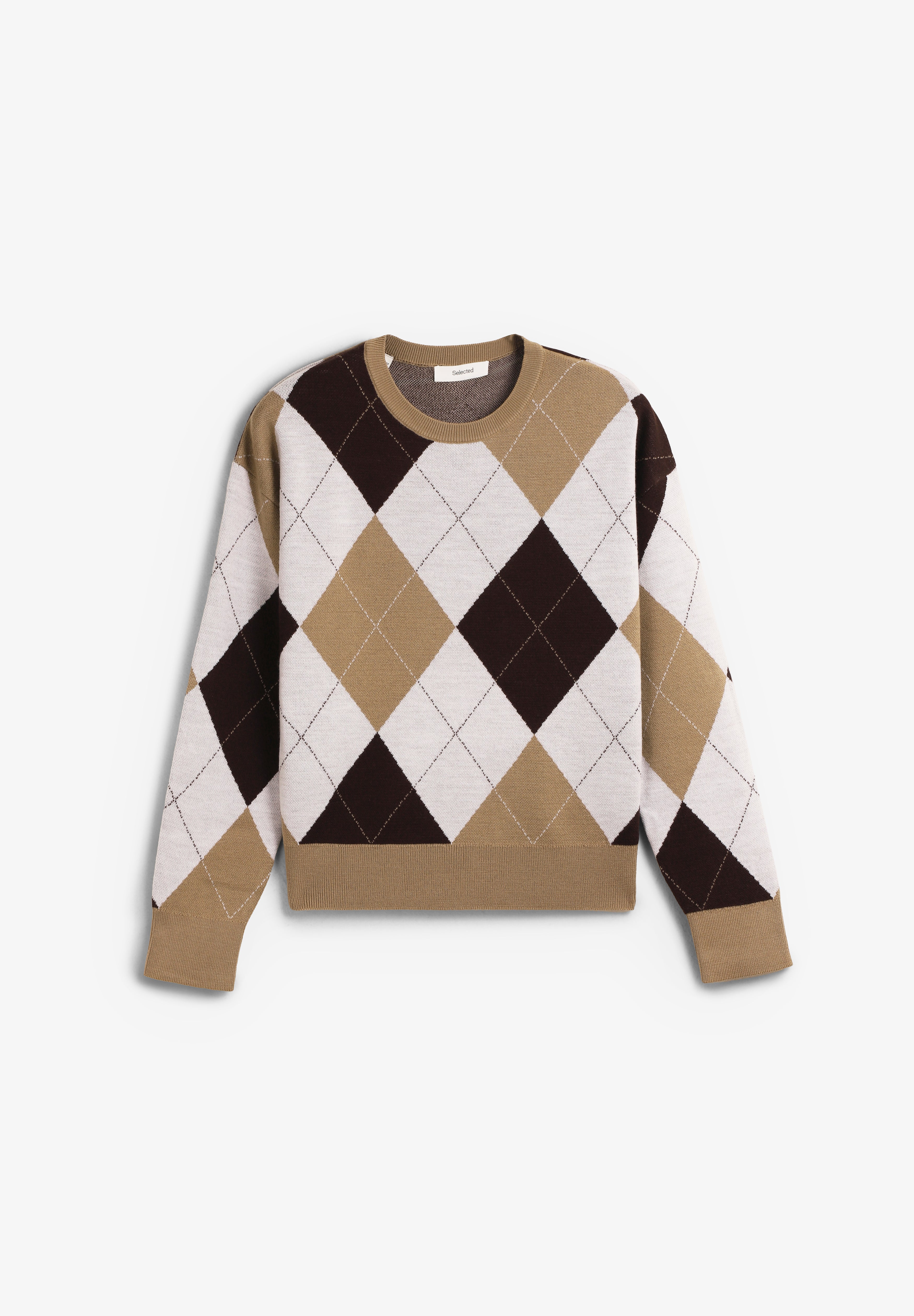 SELECTED | THEA KNIT ARGYLE O-NECK