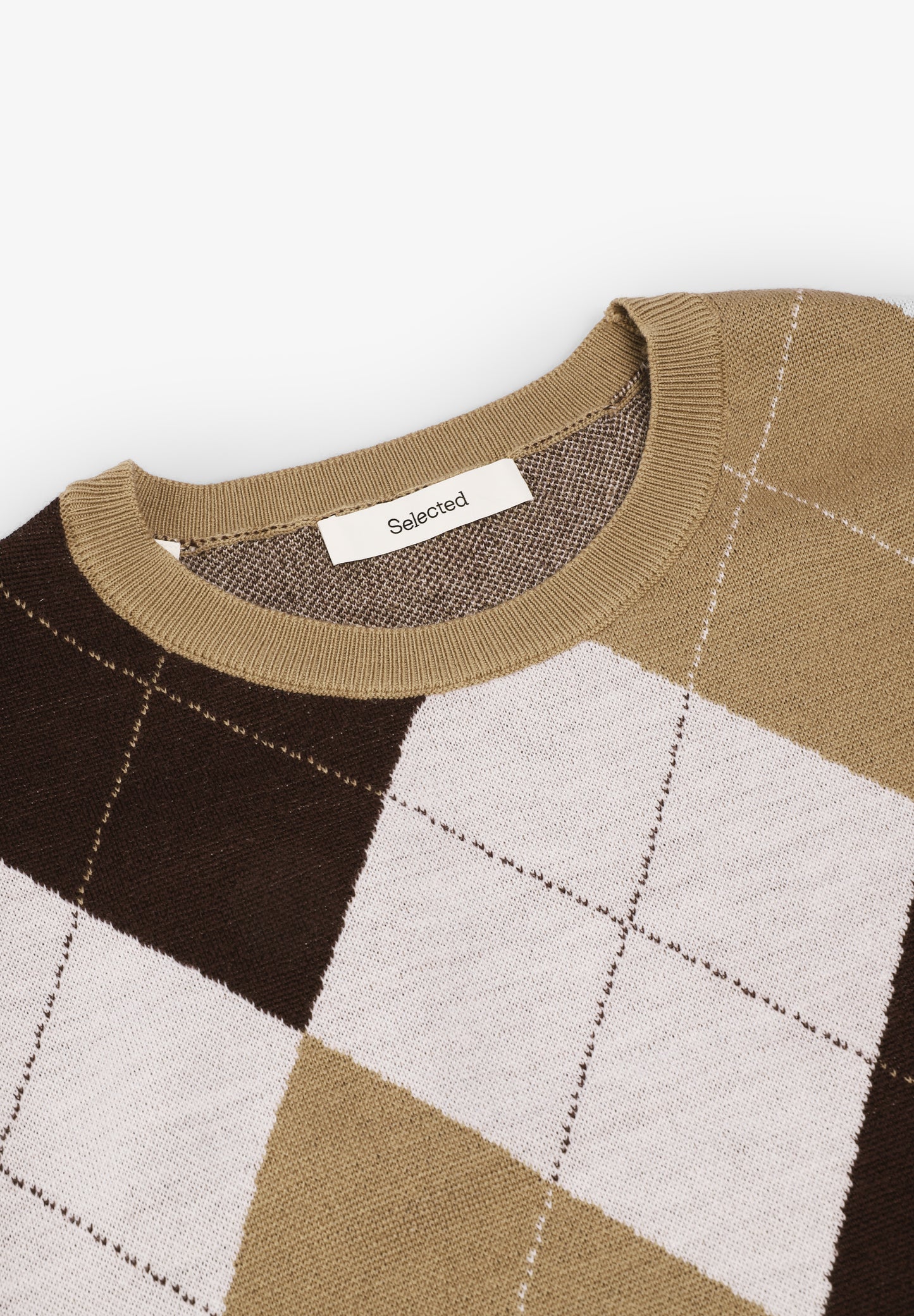SELECTED | THEA KNIT ARGYLE O-NECK