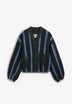 THE TINY BIG SISTER | V NECK STRIPES SHERPA JACKET