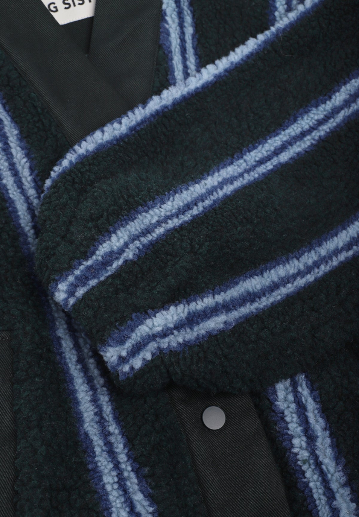 THE TINY BIG SISTER | V NECK STRIPES SHERPA JACKET