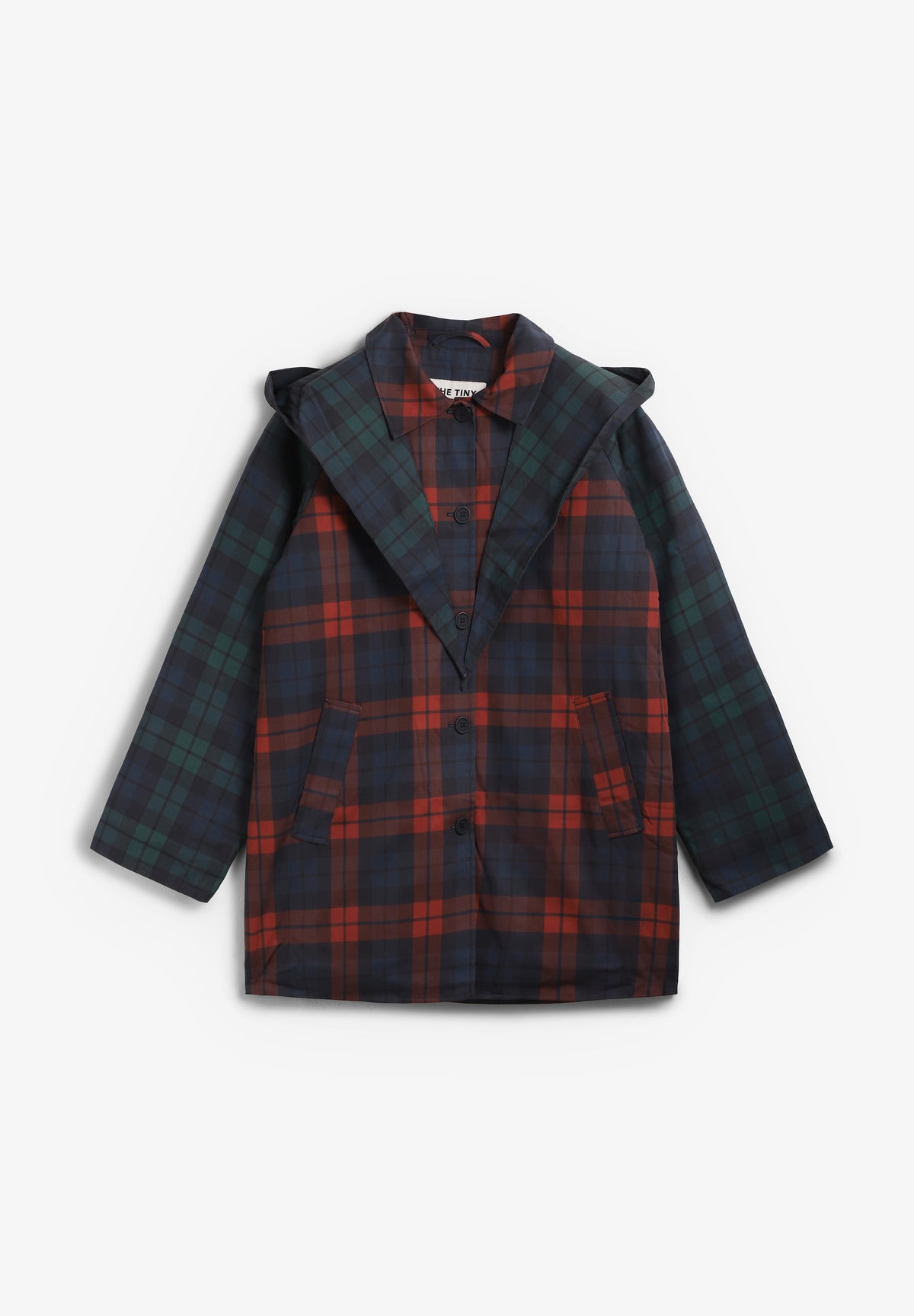 THE TINY BIG SISTER | CHECK HOOD TRENCH COAT