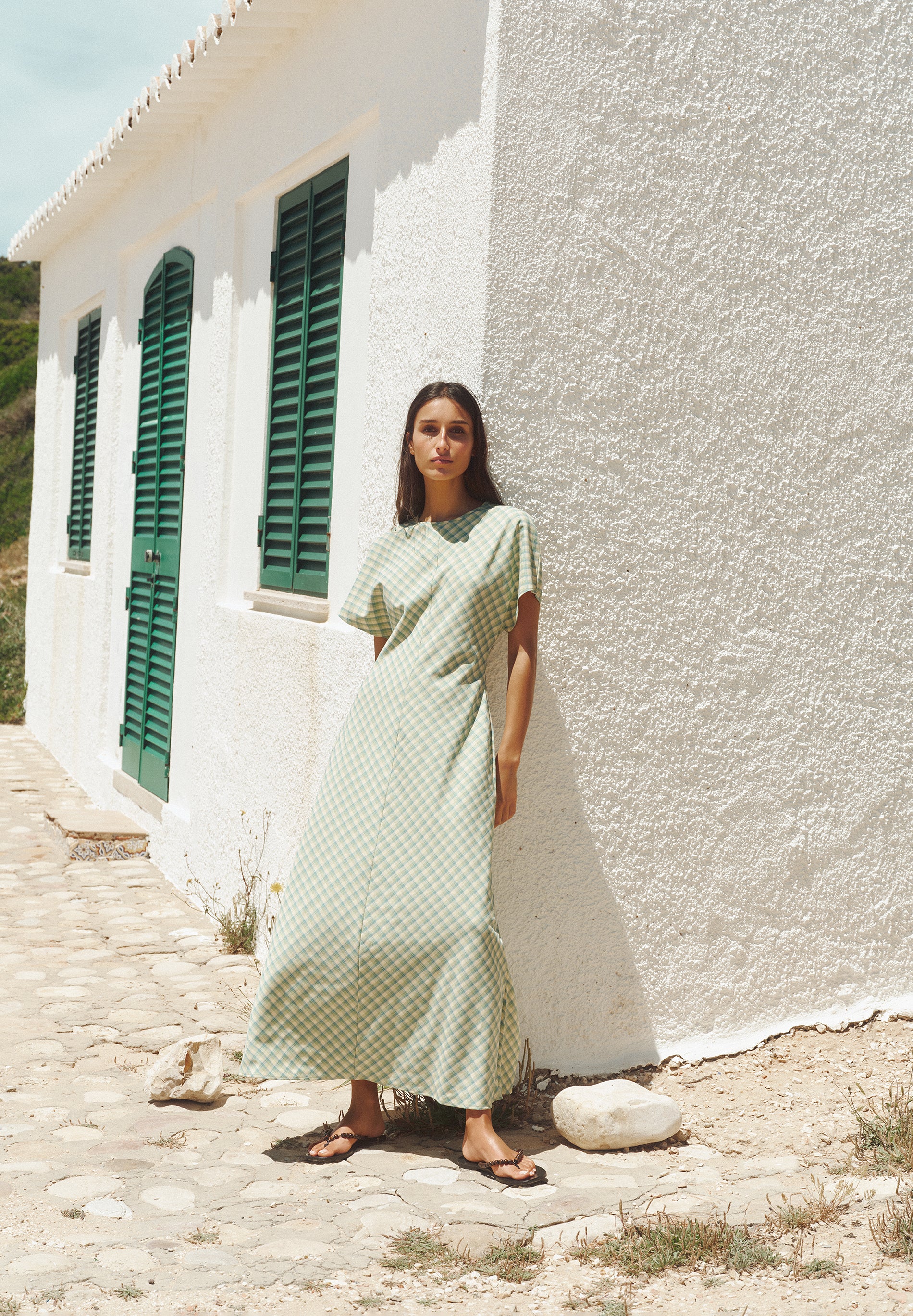 VESTIDO MIDI ESTAMPADO CUADROS