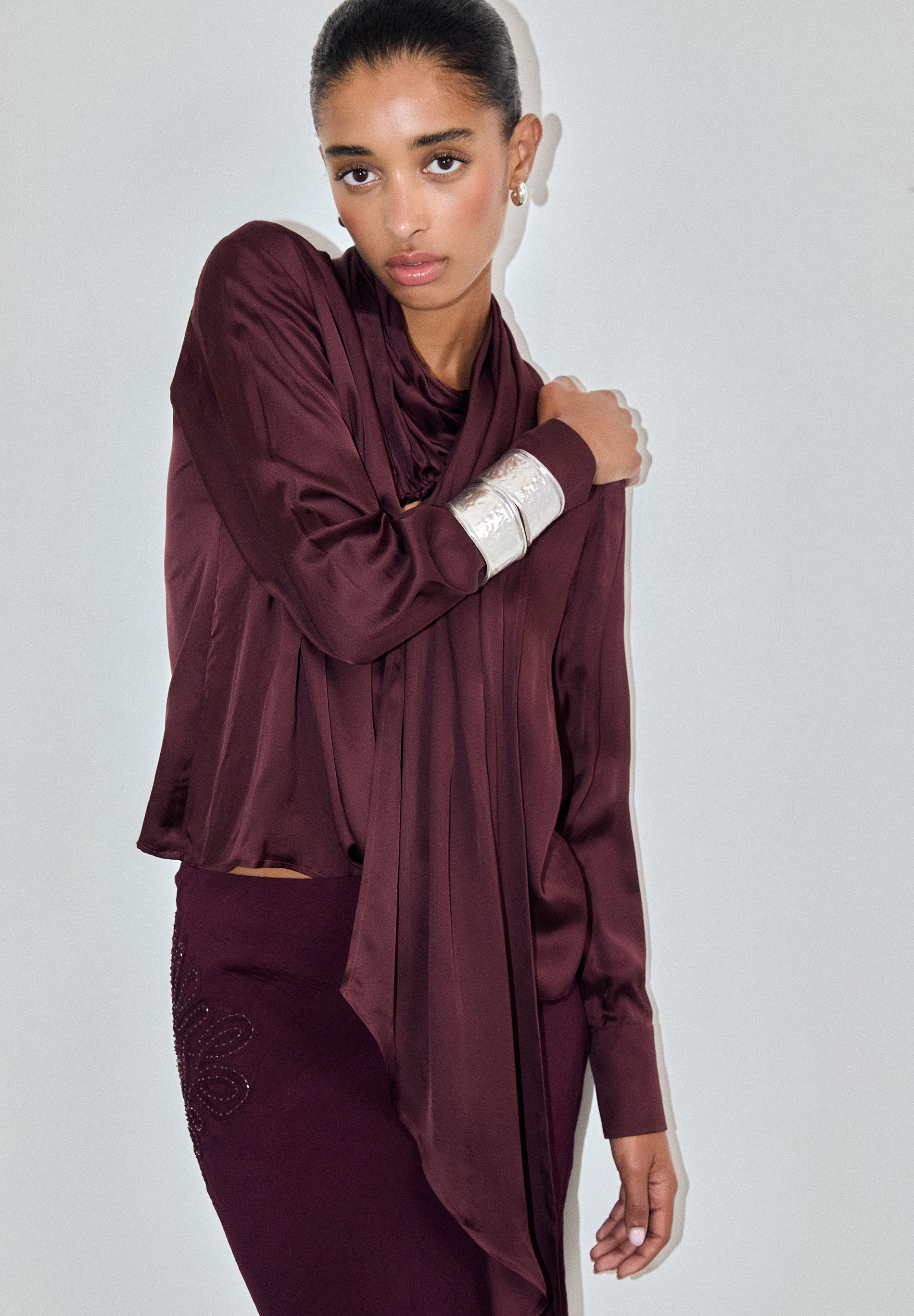 BLUSA SATÉN DRAPEADA