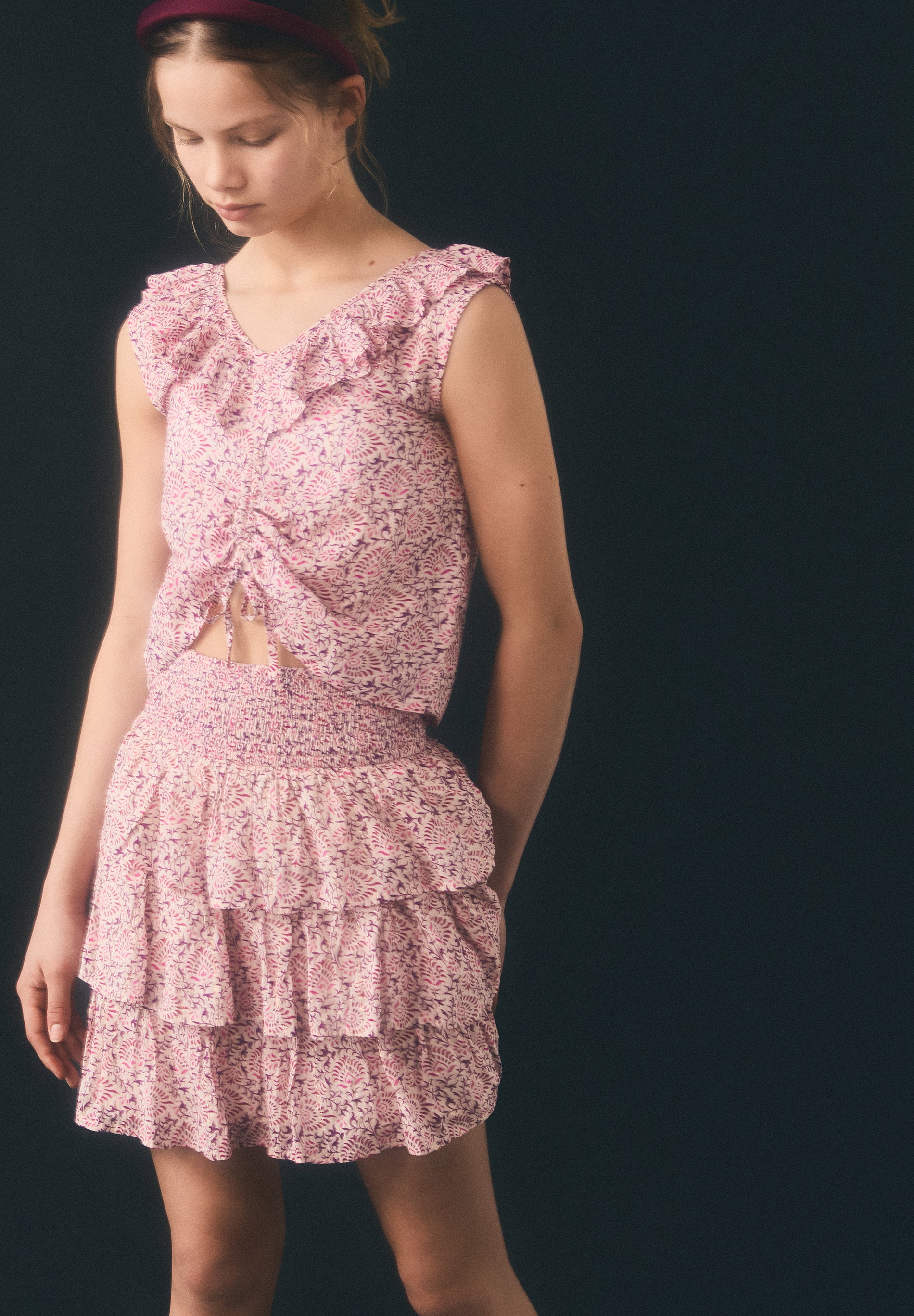 FALDA MULTICOLOR VOLANTES