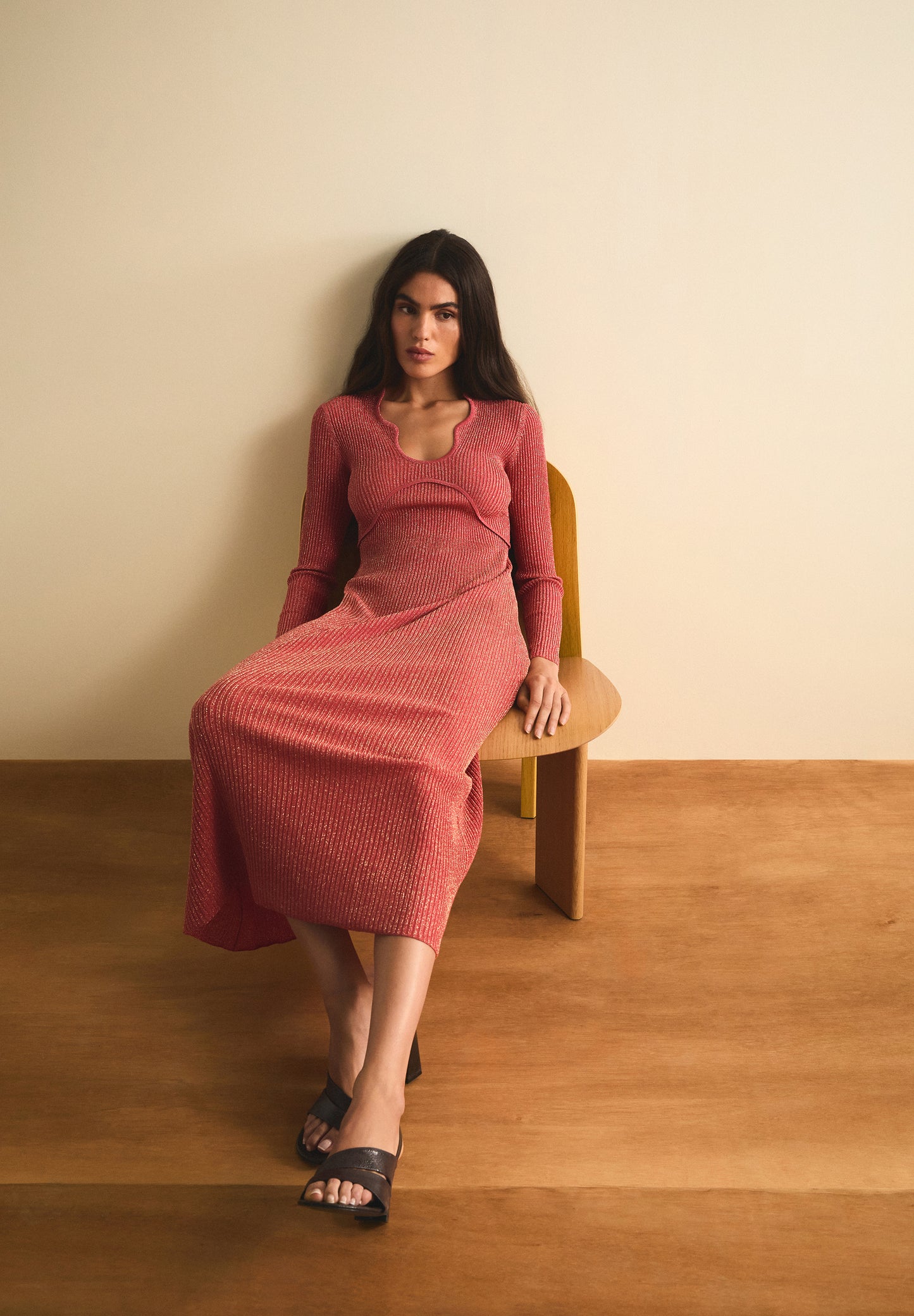 VESTIDO MIDI PUNTO LÚREX