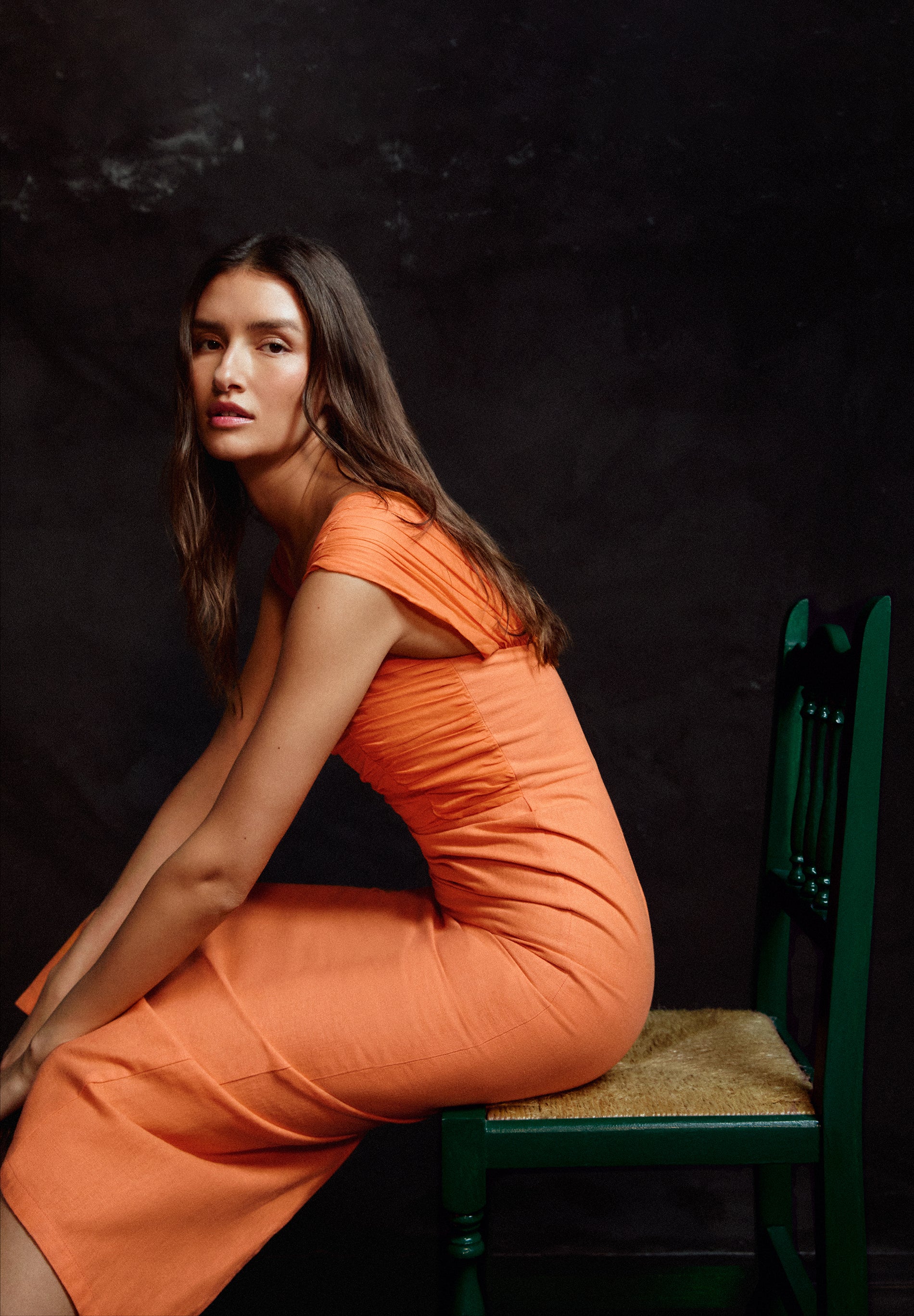 VESTIDO LINO DRAPEADO