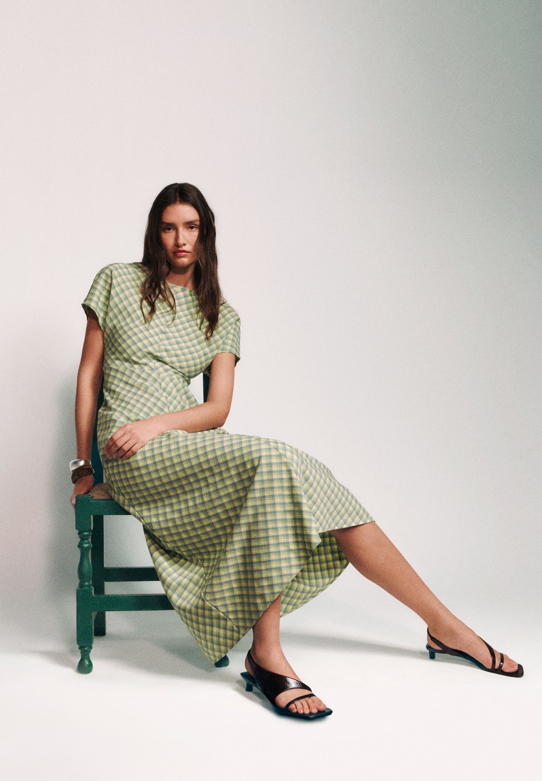 VESTIDO MIDI ESTAMPADO CUADROS