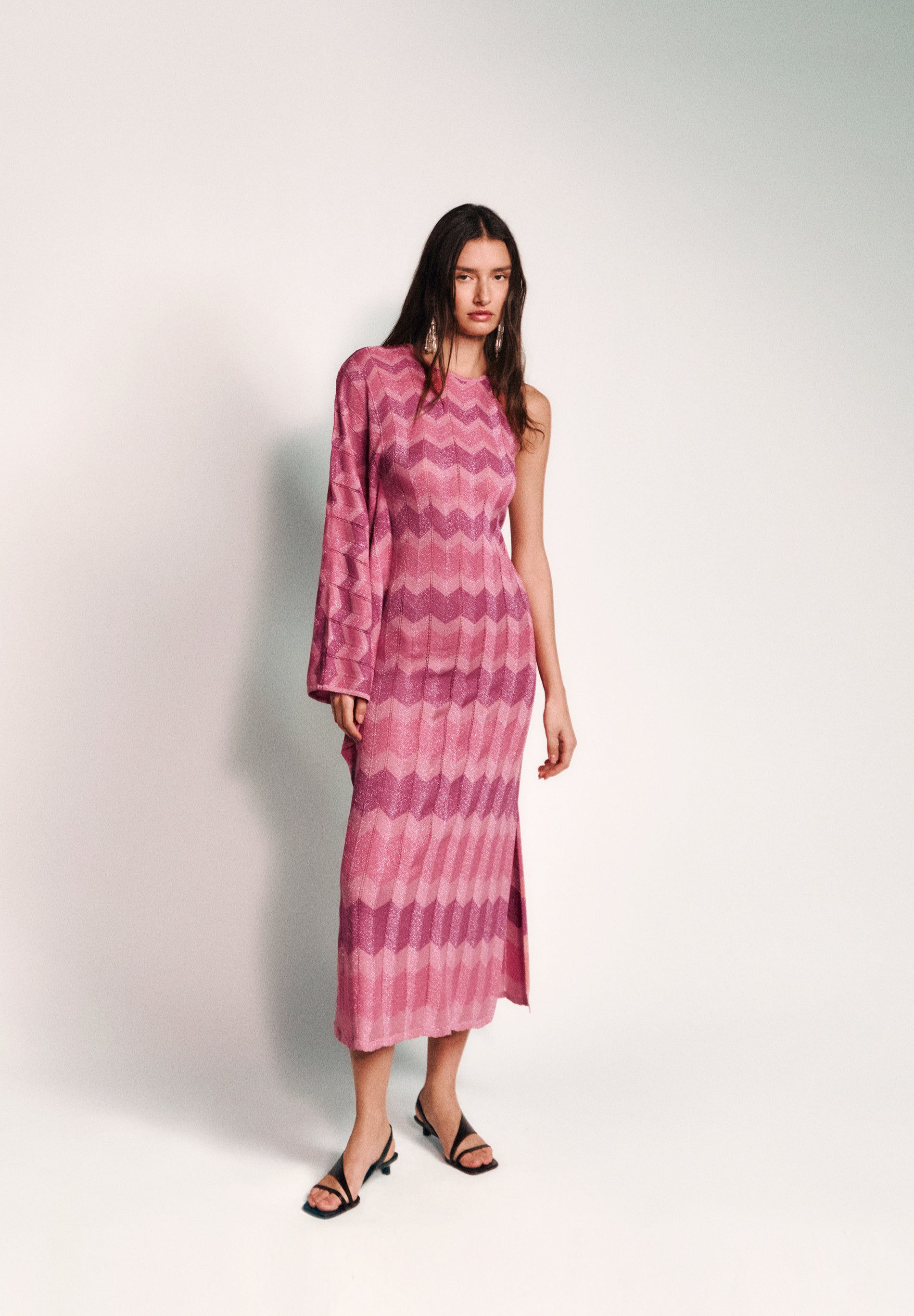 VESTIDO ASIMÉTRICO PUNTO LÚREX