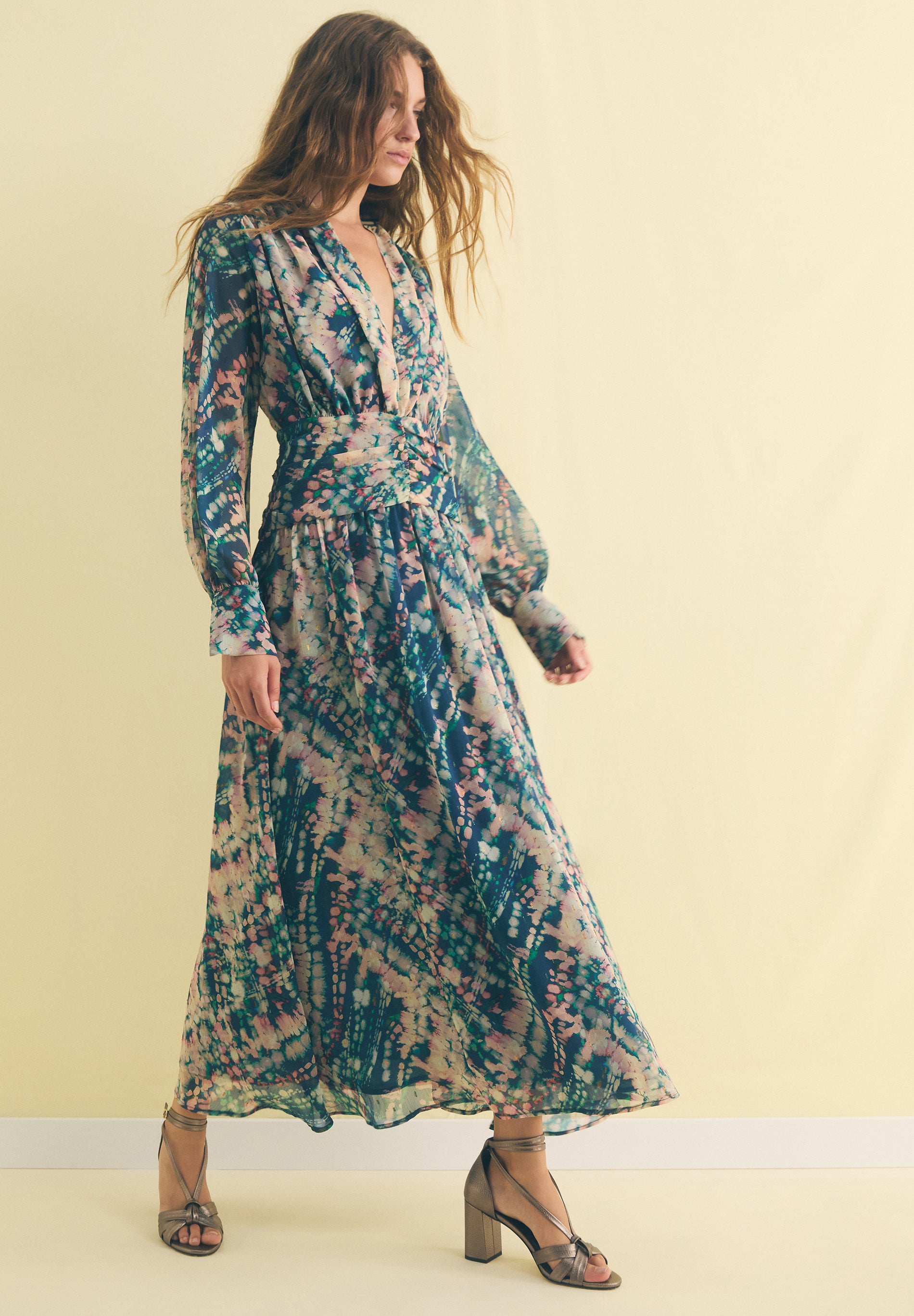 VESTIDO ESTAMPADO CINTURA DRAPEADA
