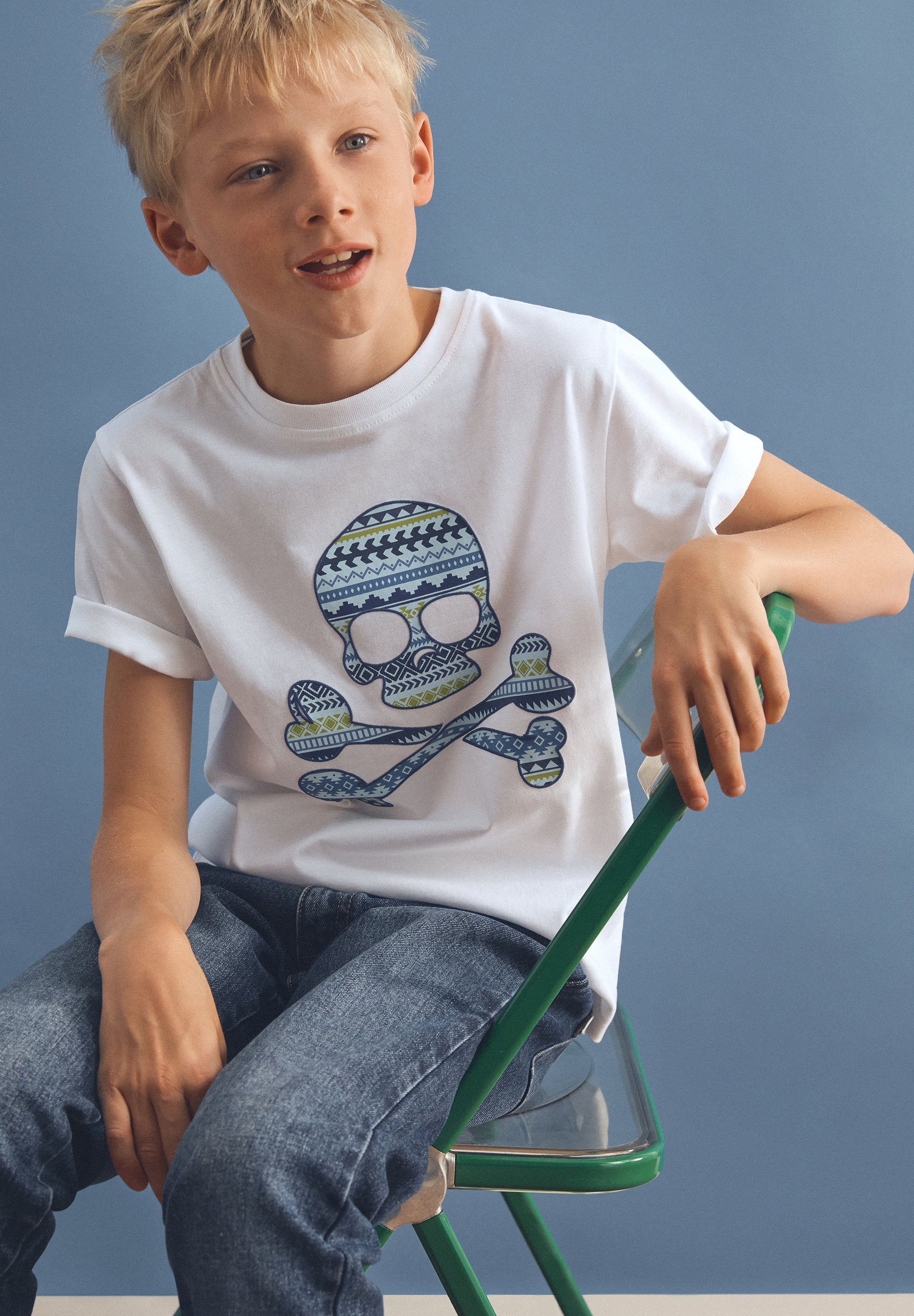 CAMISETA SKULL ESTAMPADO ÉTNICO
