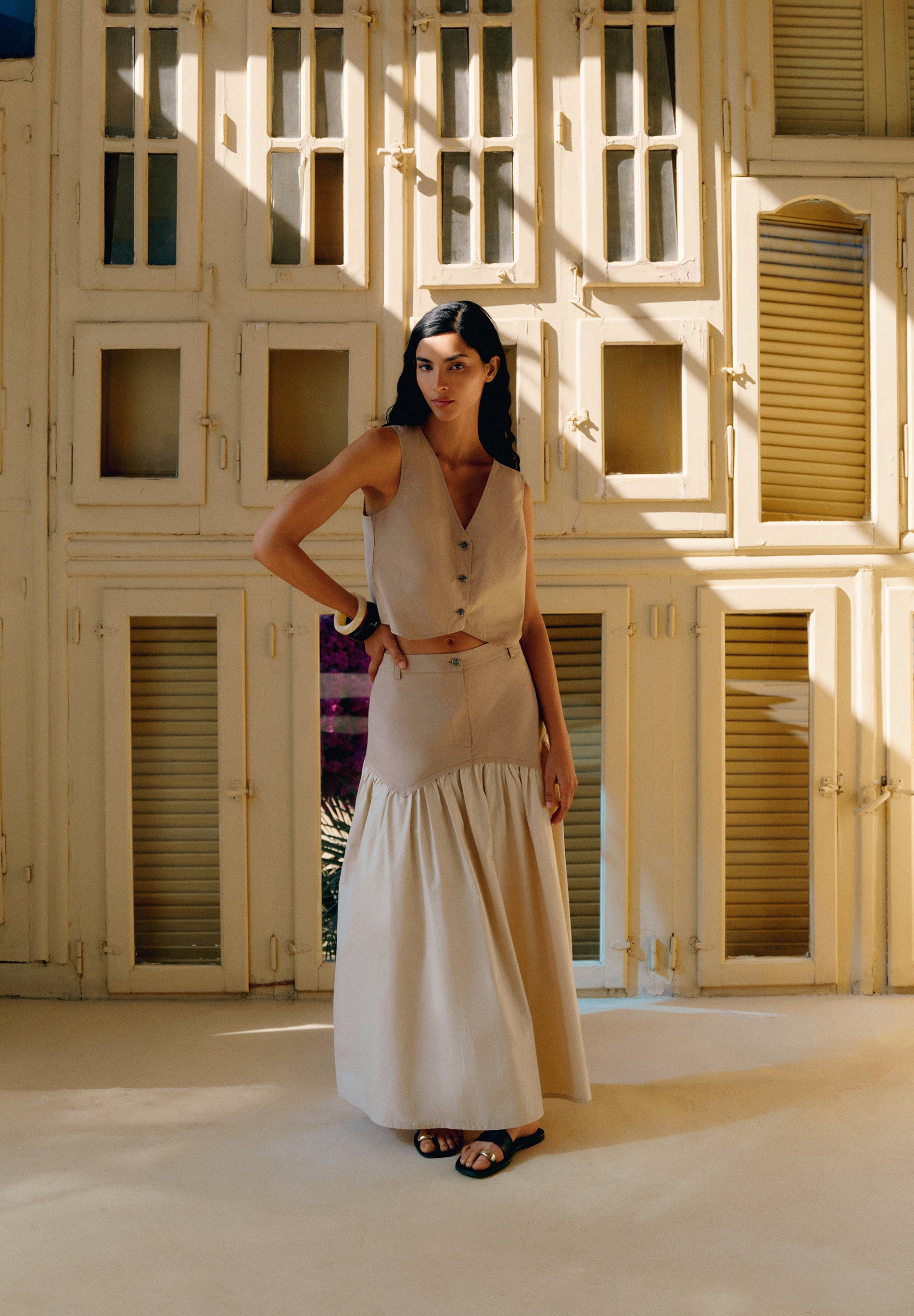 FALDA MIDI CONTRASTE