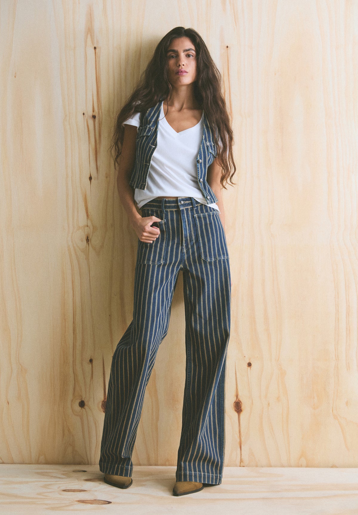 CHALECO DENIM RAYAS