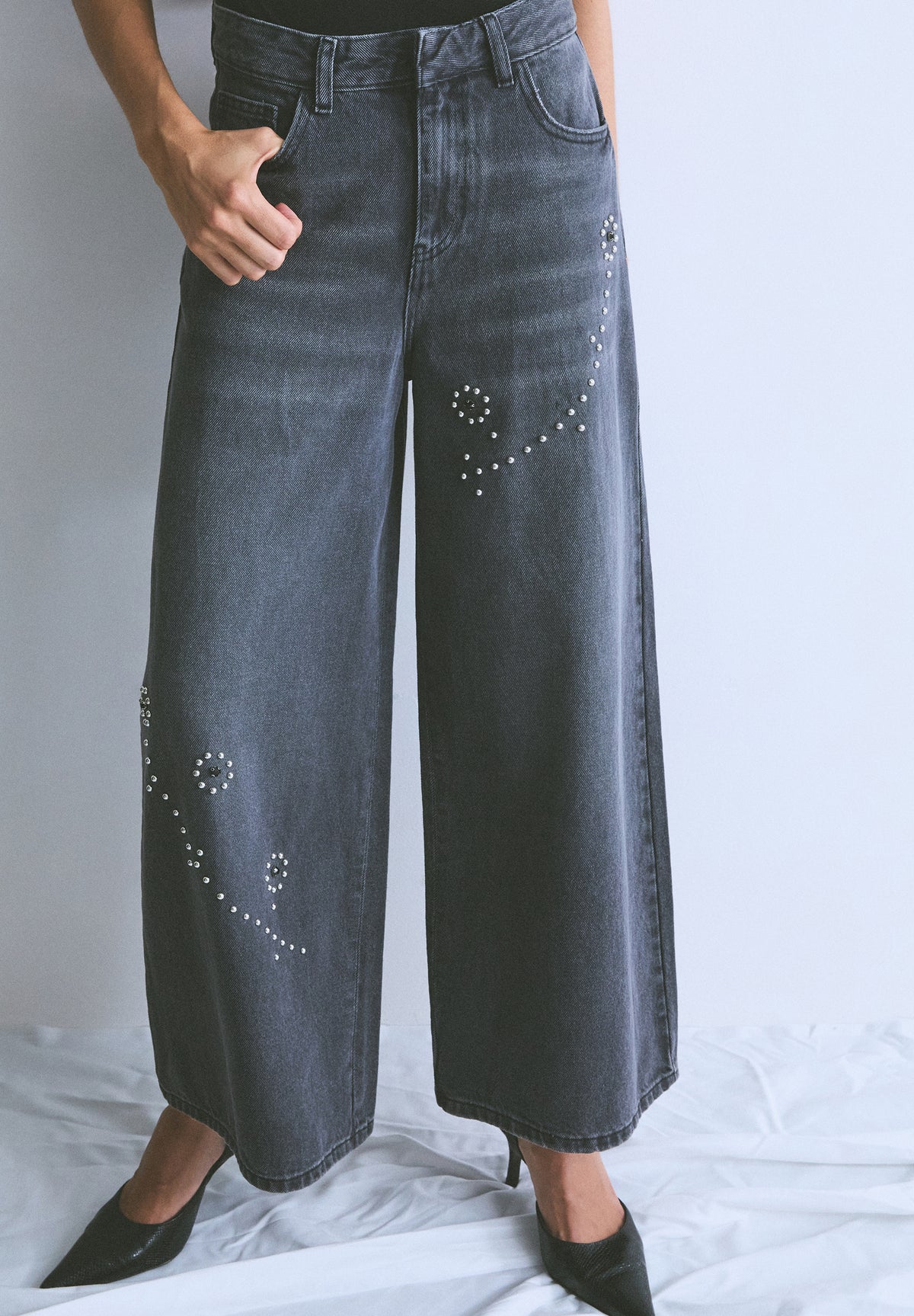 JEANS CULOTTE STUDS