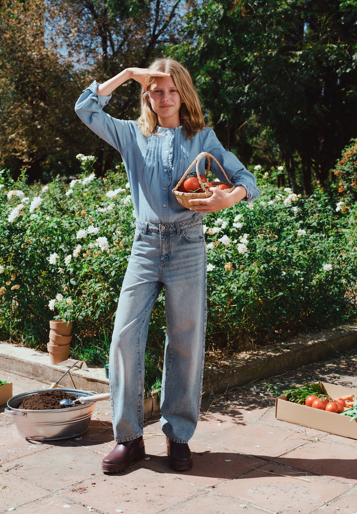 BLUSA DENIM PLIEGUES