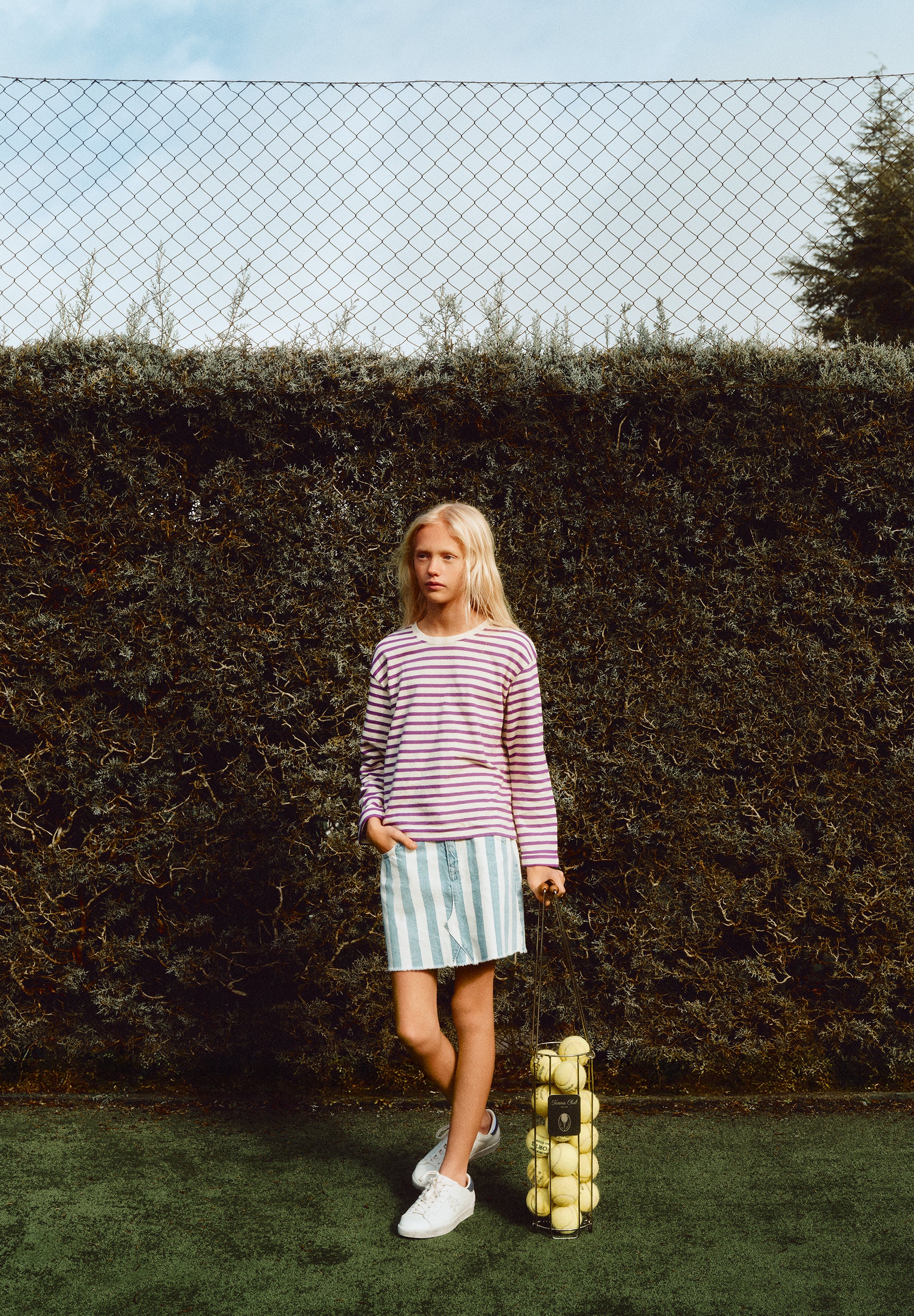 FALDA DENIM RAYAS CONTRASTE