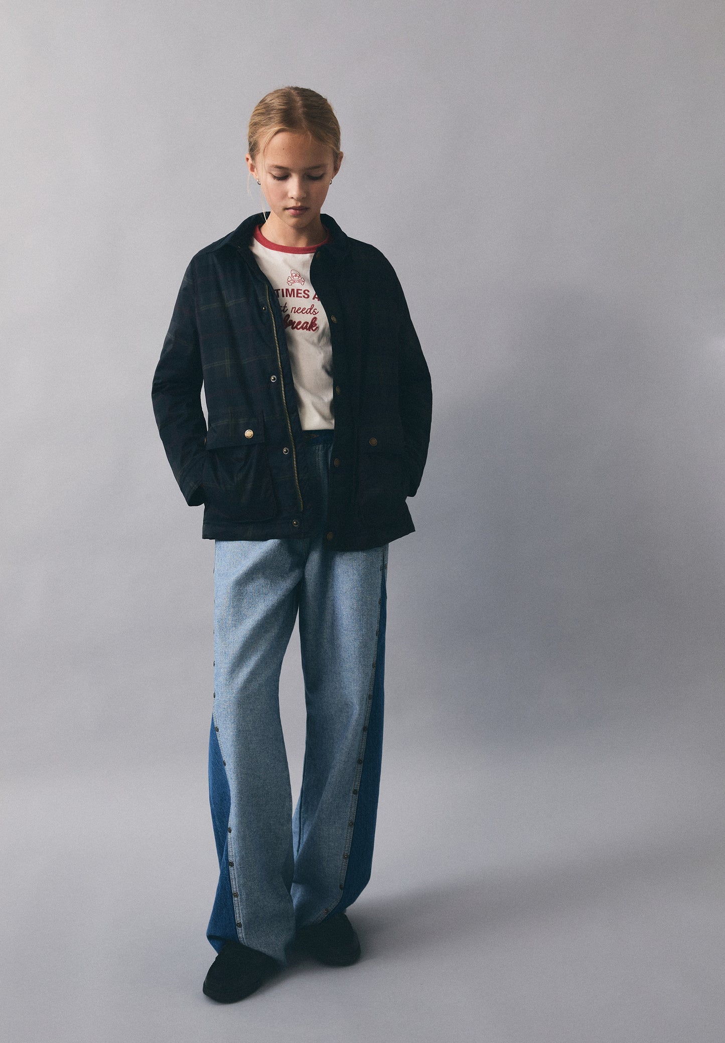 PANTALÓN DENIM WIDE LEG BICOLOR