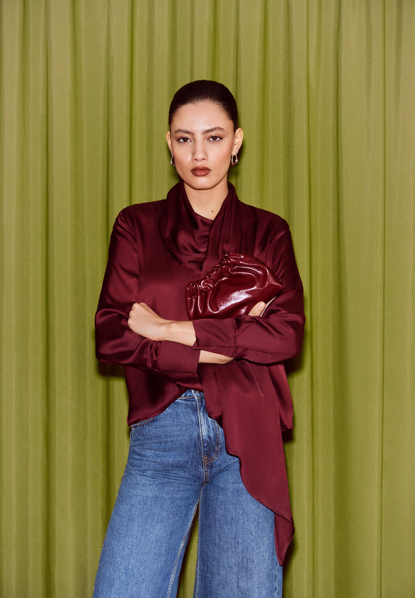 BLUSA SATÉN DRAPEADA