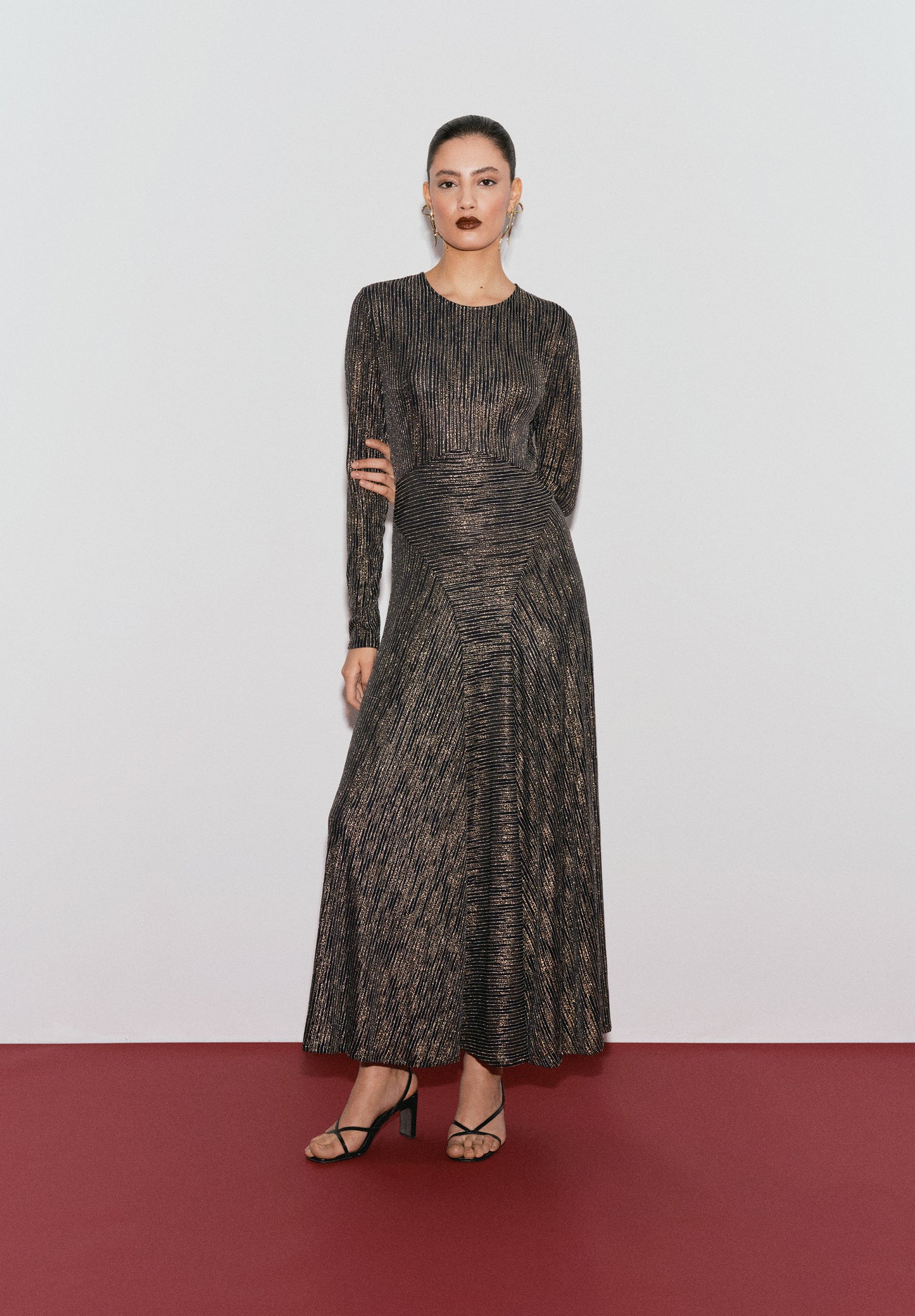 VESTIDO RAYAS METALIZADO